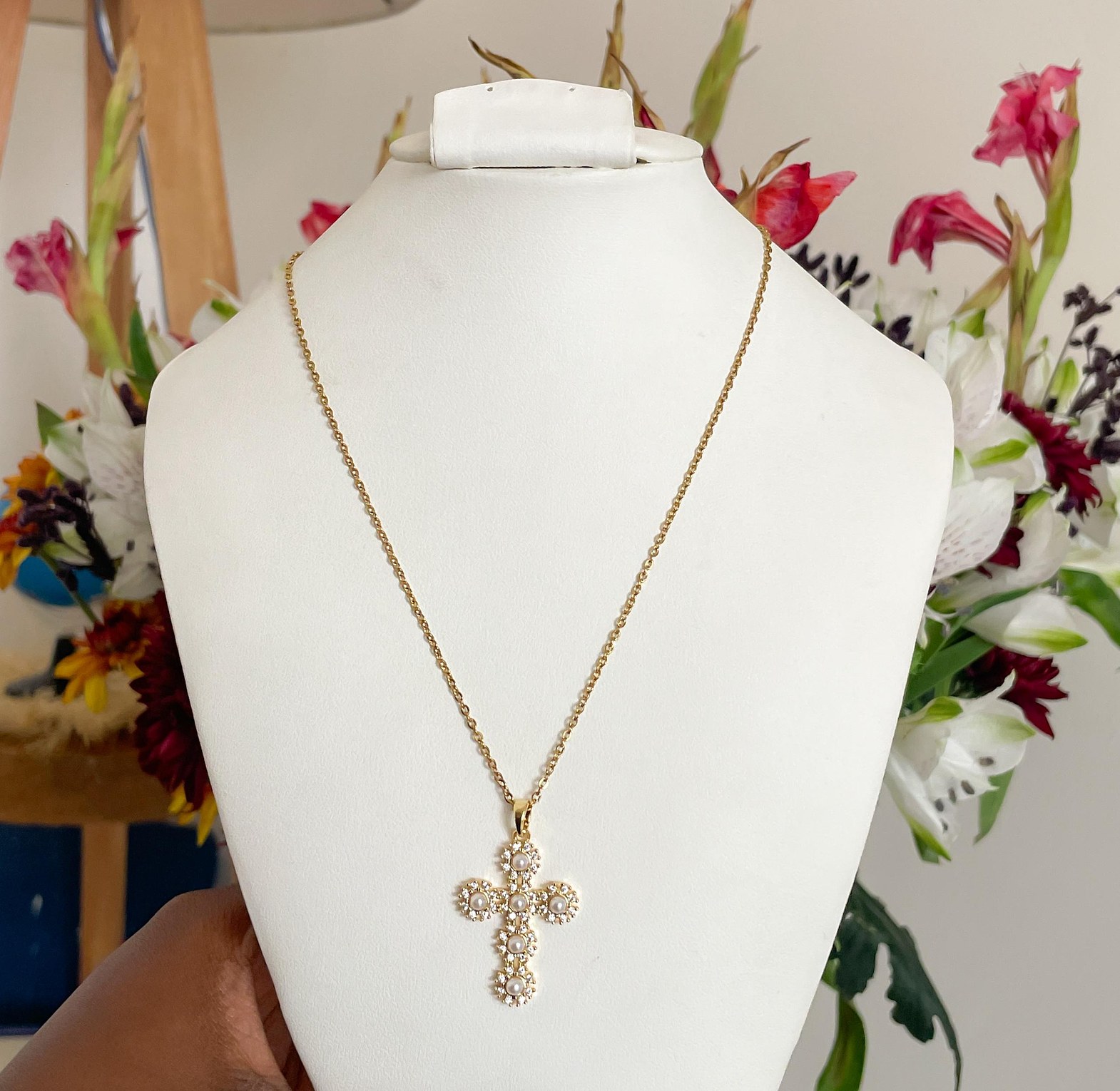 Golden Radiance Cross Necklace image