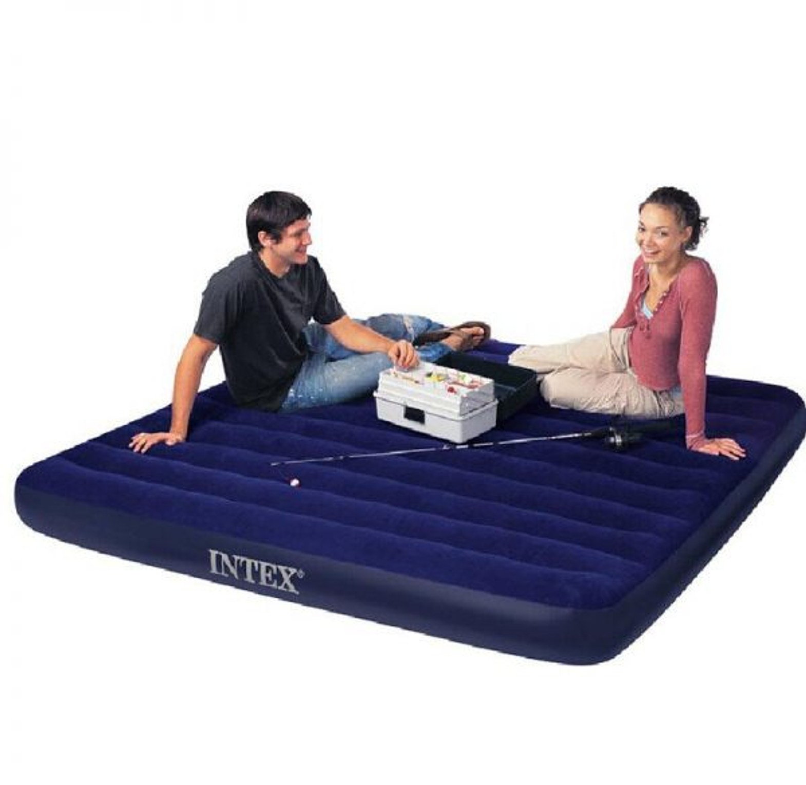 Intex 5 x 6 feet Full Inflatable Downy Air Mattresses bed plus free electric pump image