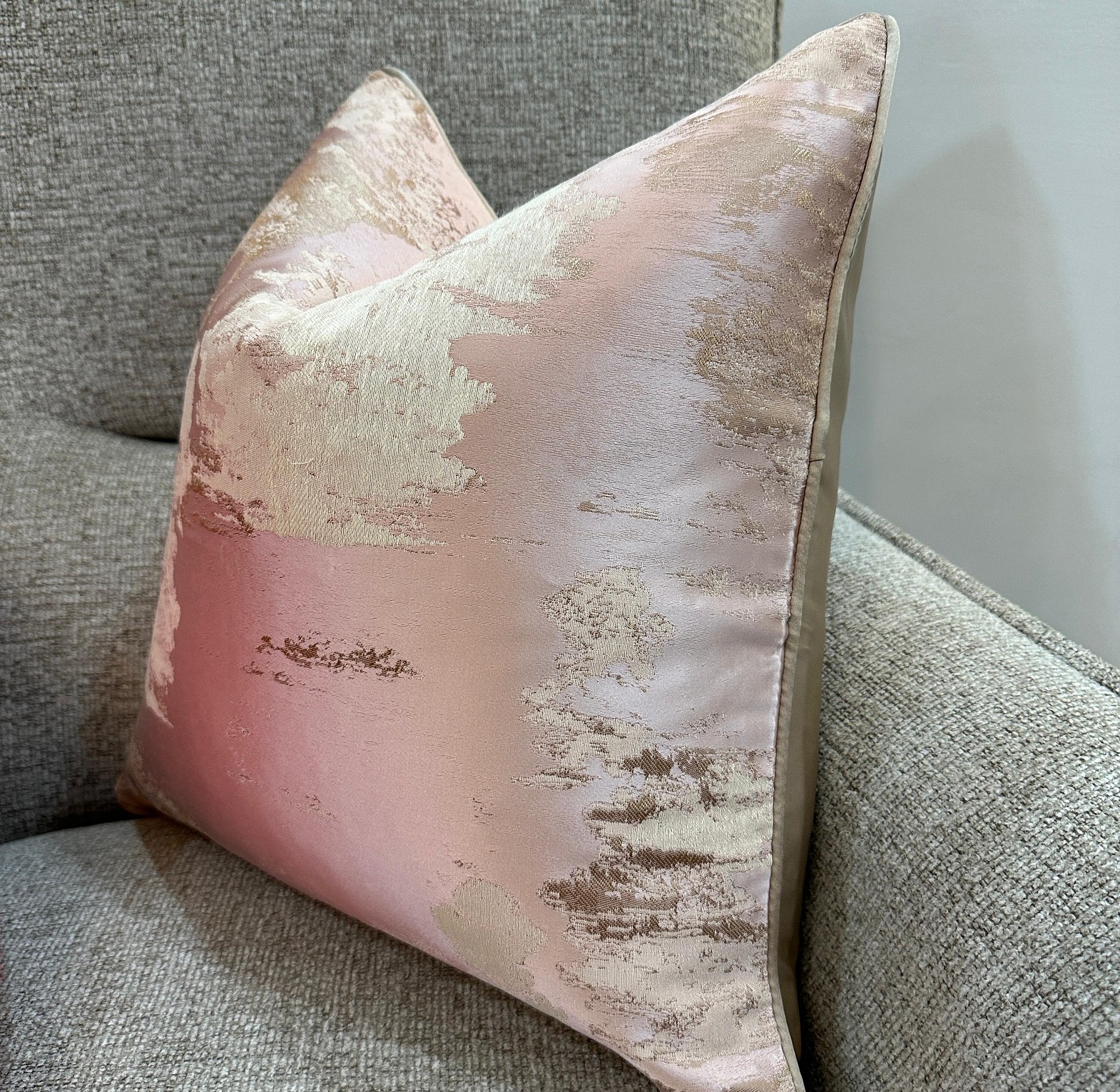 Luxury Jacquard cushion cover (blush pink and beige) image