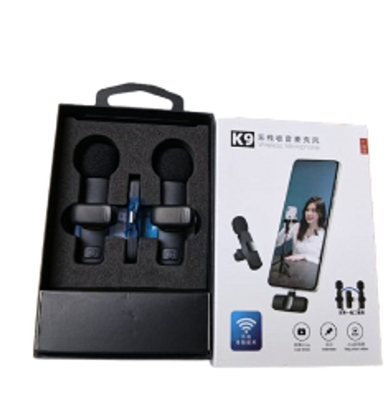  Portable, Dual Wireless Microphone K9 Wireless Lavalier Microphone Set. image