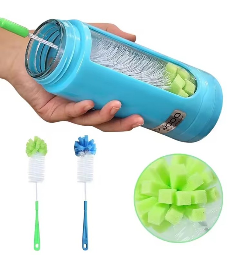 Long Baby Bottle Brush with Sponge Tip, Ultimate Flask & Feeding Bottle Cleaner for Deep Scrubbing image