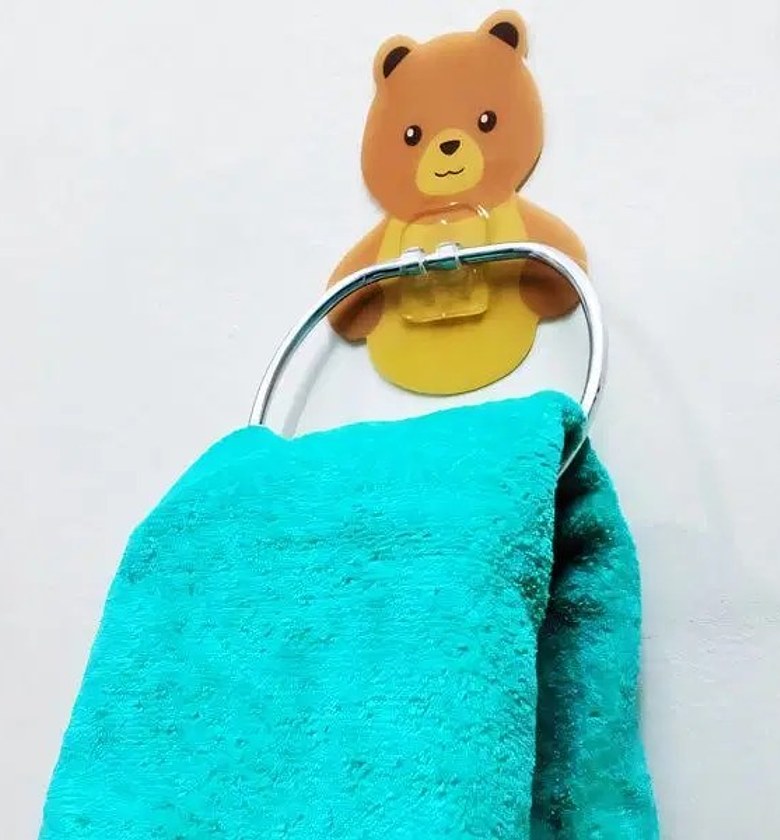 Cute Bear Towel Holder - Bathroom Kitchen Towel Ring image