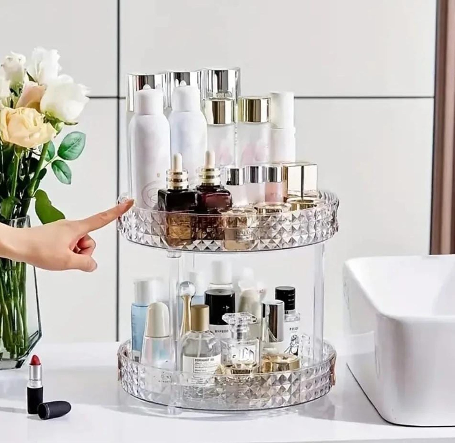 2tier Diamond acrylic rotating organizer  image