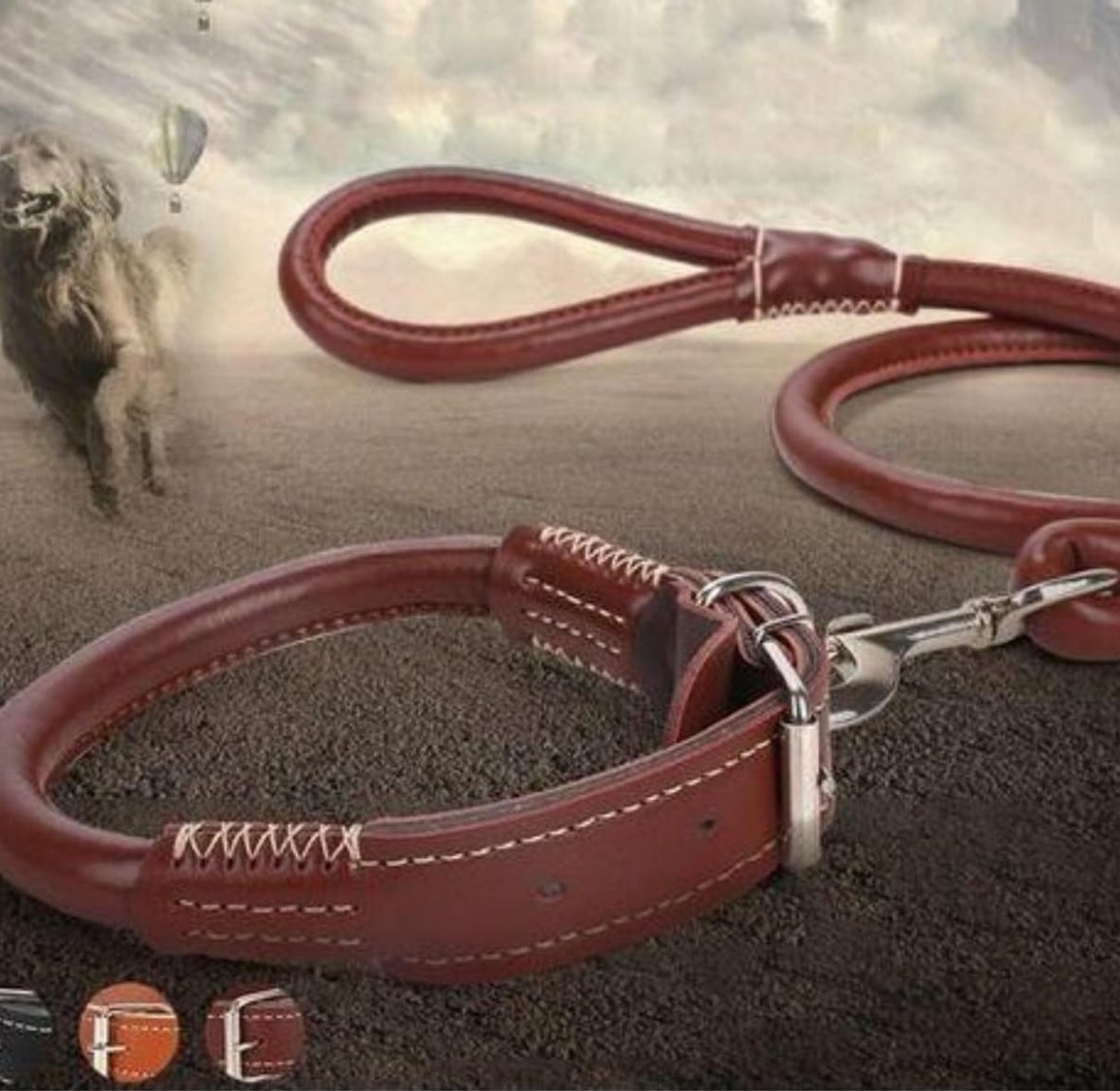 Leather Dog Collar and Leash image
