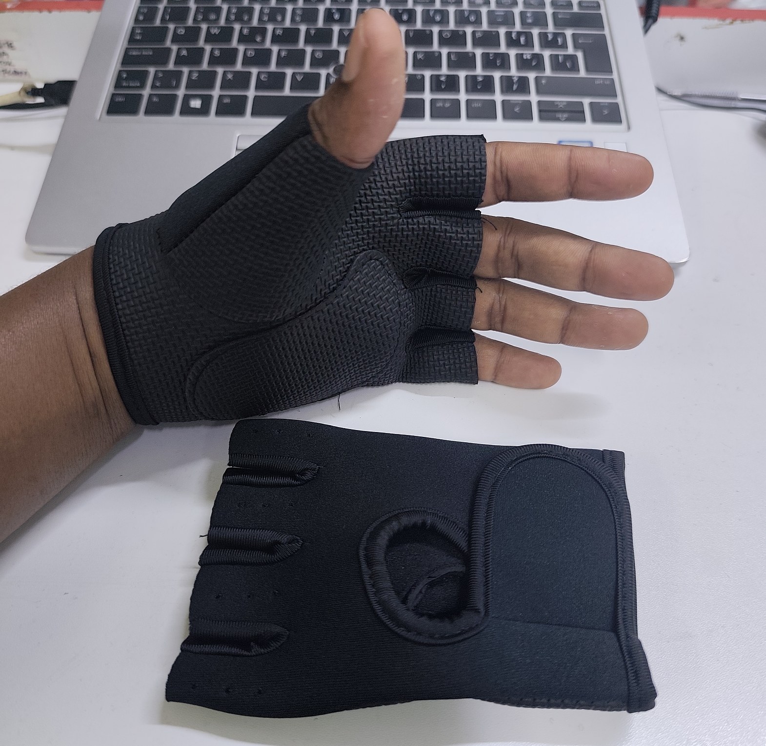 Weightlifting Gym Gloves (Pair) Non-Slip Half-Finger Workout Mitts with Wrist Support for Men & Women image