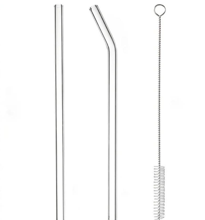 7-Piece Premium High Borosilicate Glass Straw Set with Cleaning Brush image