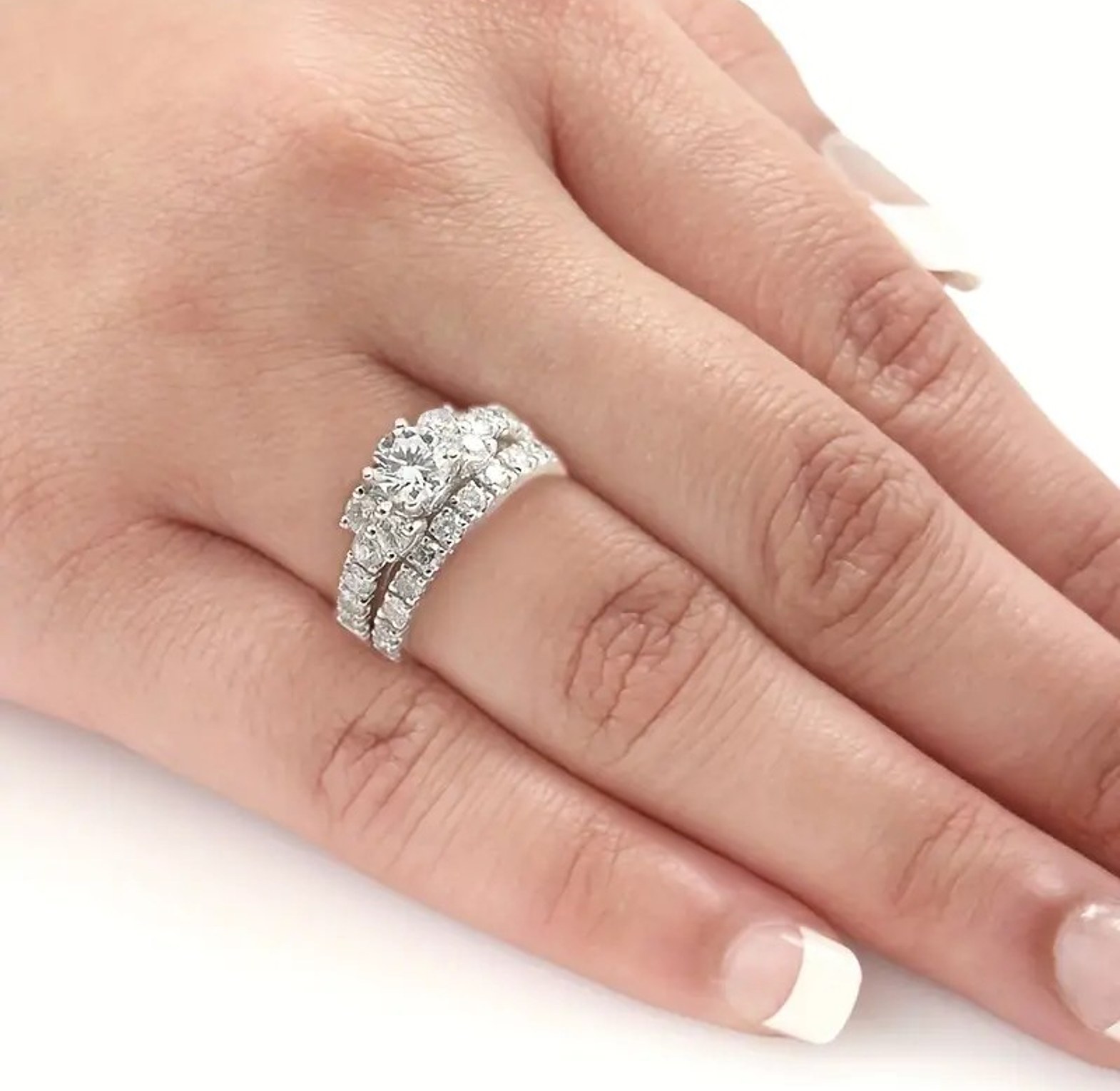 Double cubic zirconia ring set image
