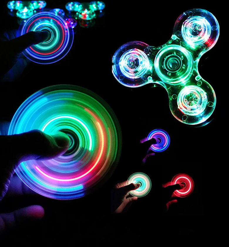 LED Light Up Fidget Spinner Glowing Stress Relief Hand Toy for Kids & Adults - Multicolored High-Speed Glow Spinner Toy image