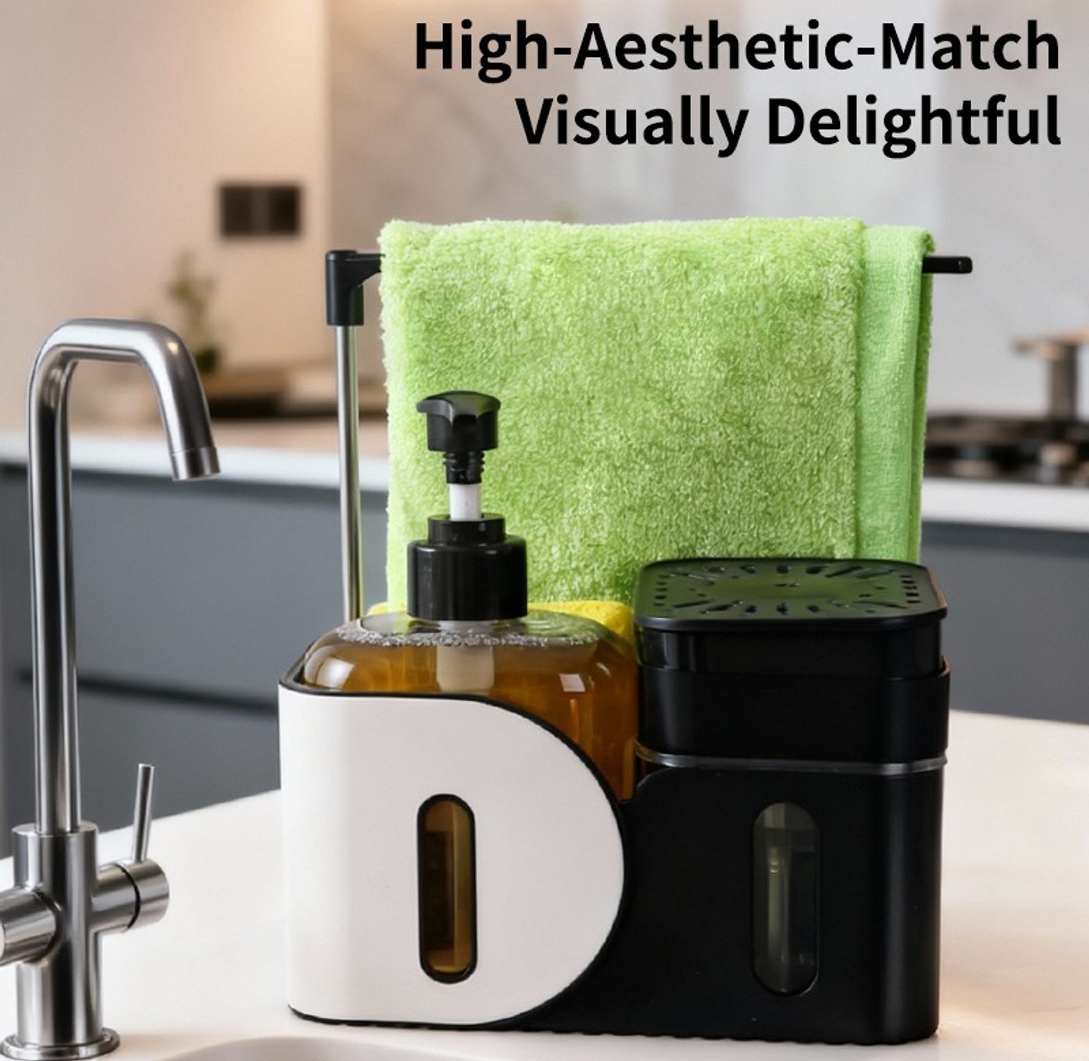 3-in-1 Kitchen Sink Organizer & Soap Dispenser, Premium Space-Saving Caddy image