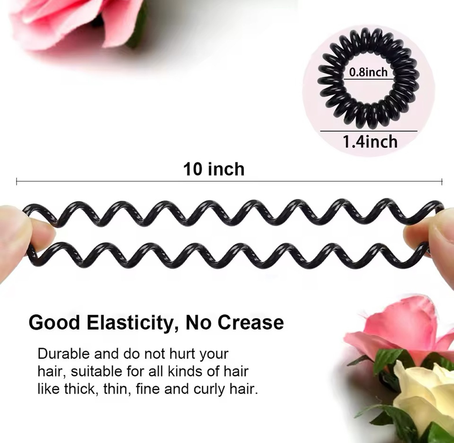 Black  coil jelly elastic hair scrunchies  image