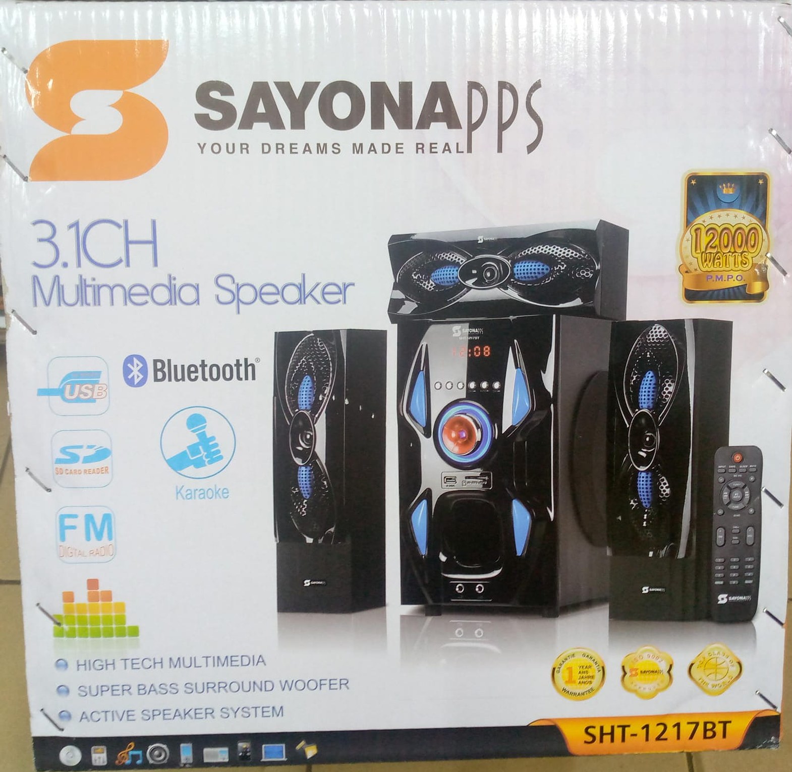 Sayona 3.1 Channel subwoofer SHT 1217BT, 12000W P.M.P.O  image
