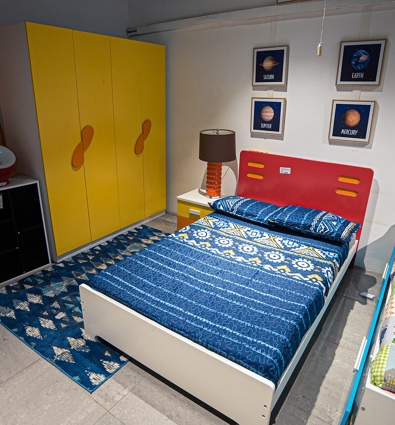 KIDS BED 120X200 + NIGHT STAND + 4 DOORS WARDROBE image