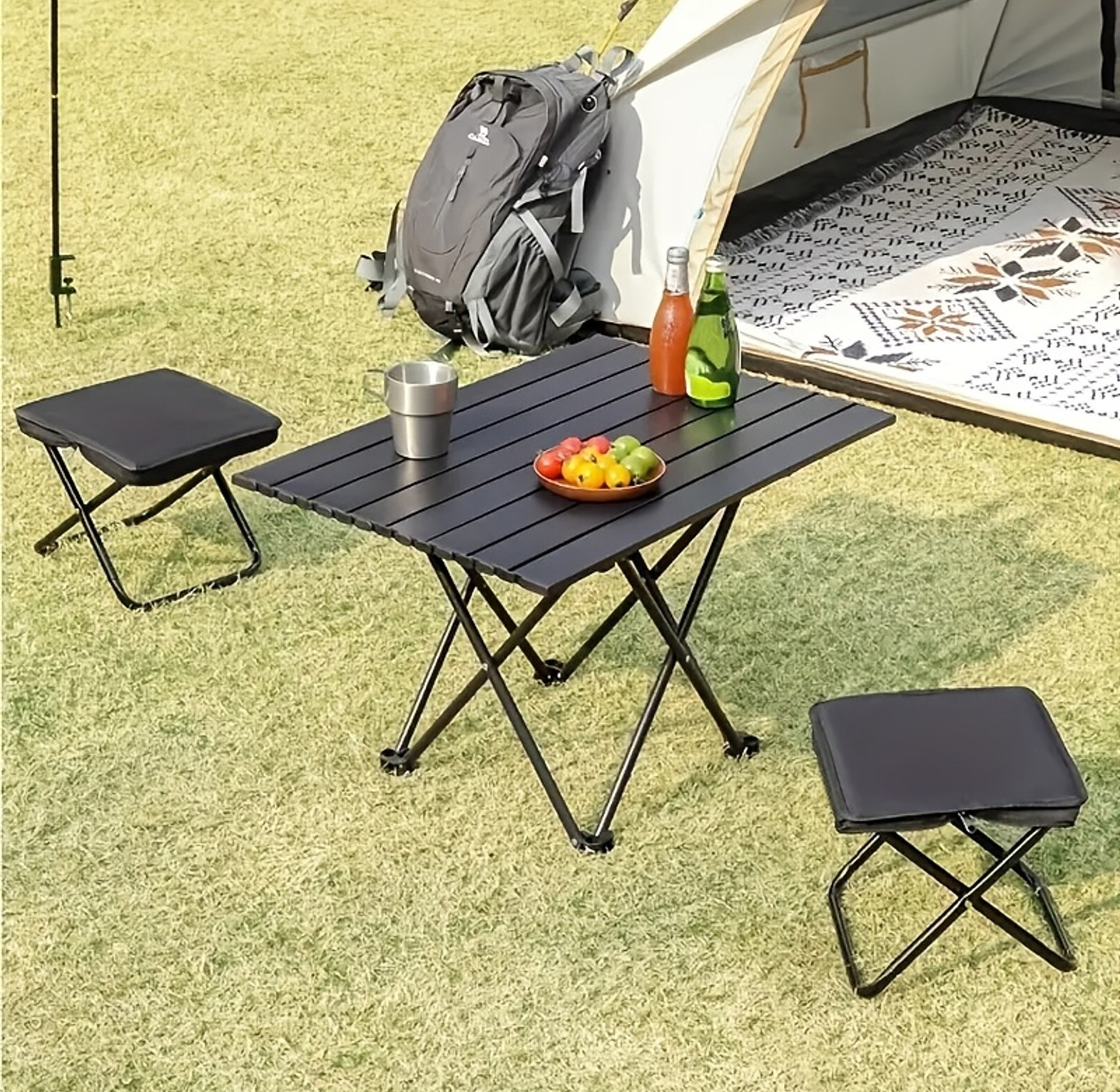 Portable Folding Camping Chair Heavy Duty 120kg Capacity Compact Outdoor Stool for Picnics, Fishing & Travel image
