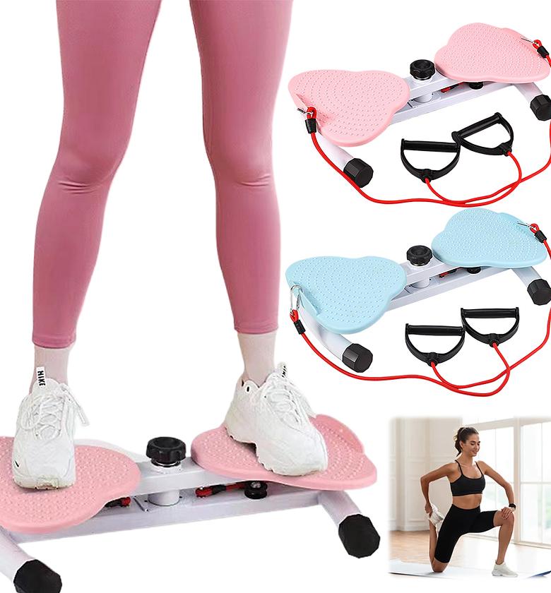 Dual Twist Stepper Machine with Resistance Bands for Home Gym Exercise, 120kg Max Load Weight Loss Workout Equipment image