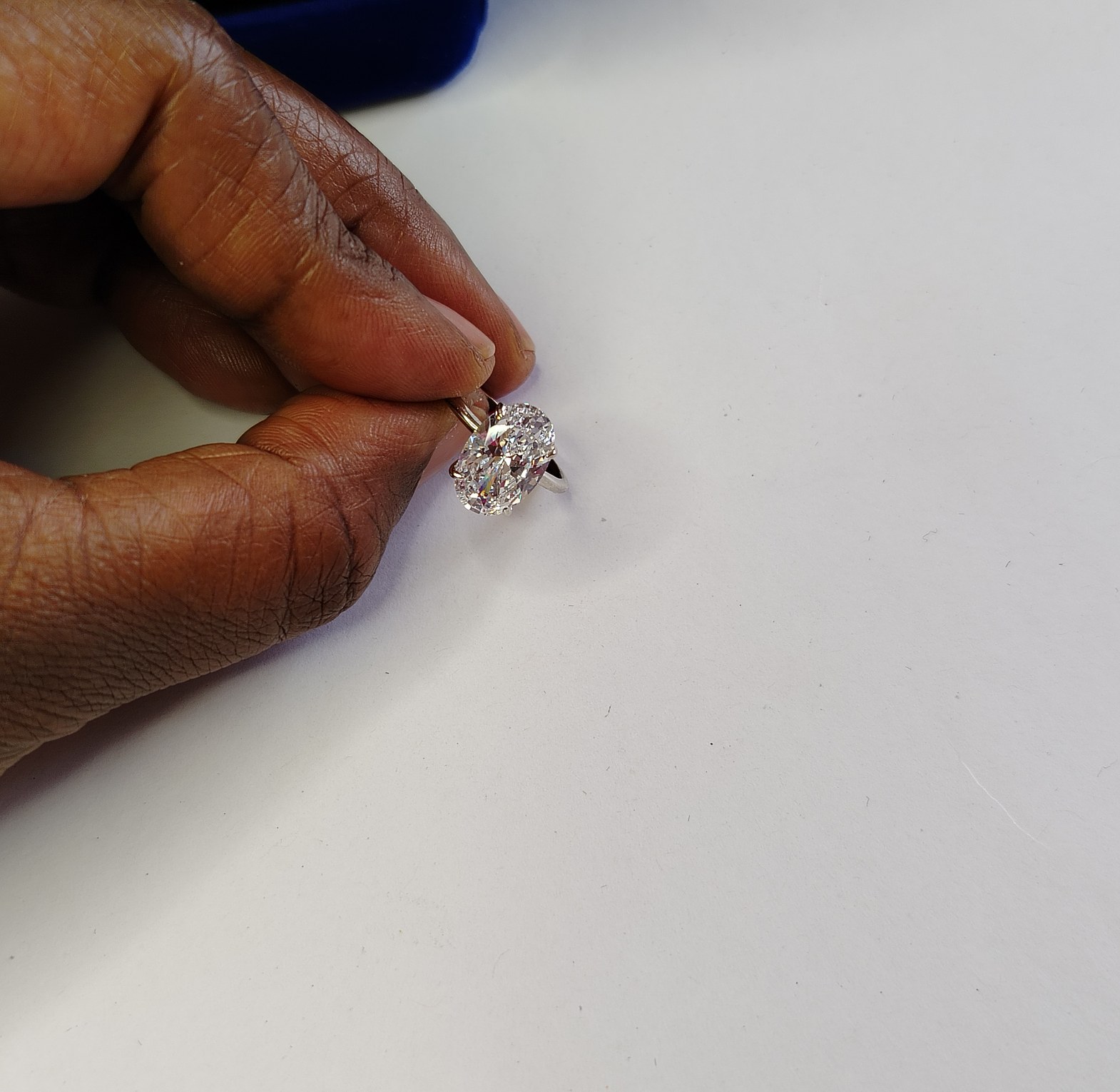 Oval clear cut cubic zirconia sterling silver engagement ring  image