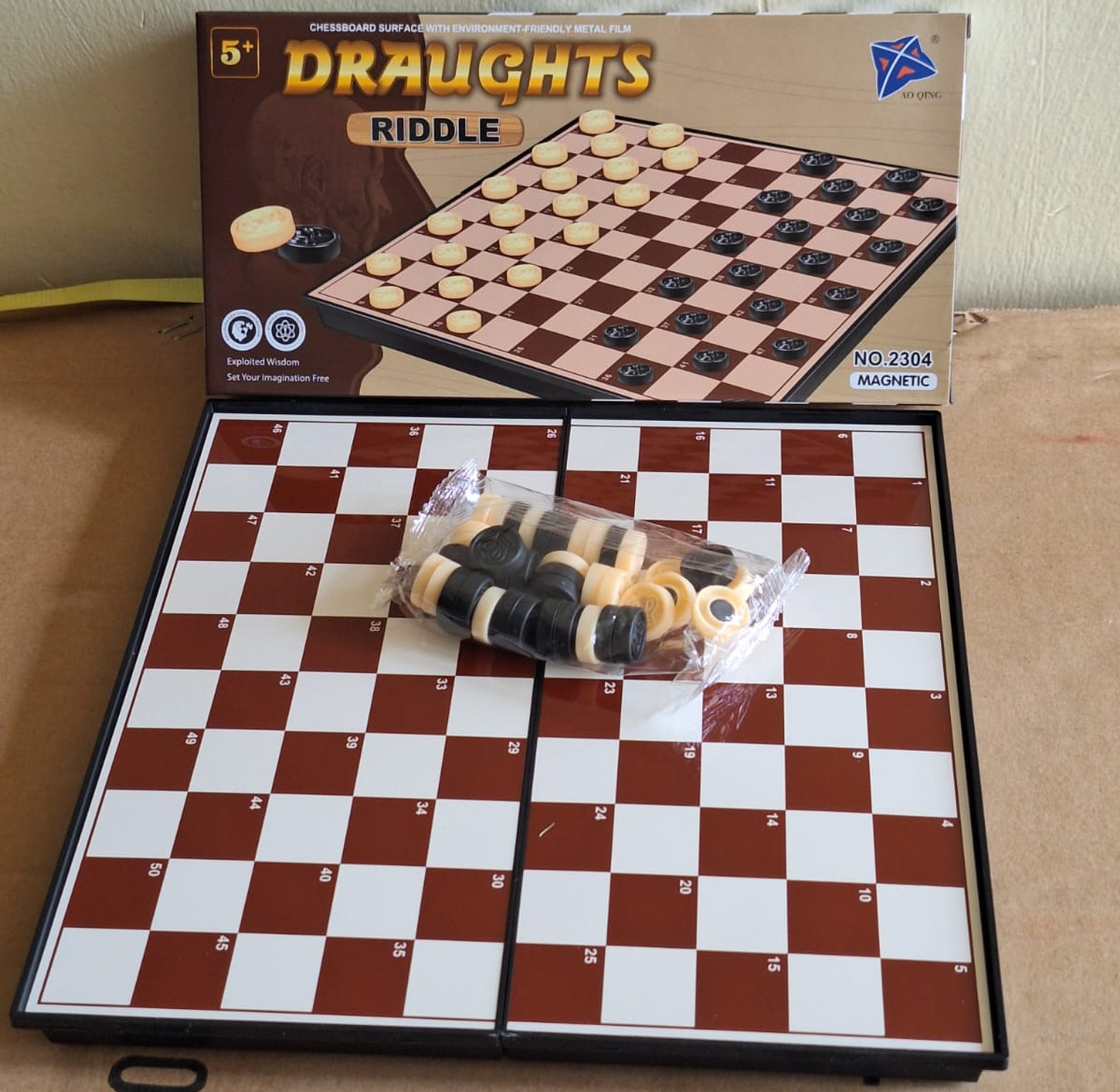 Large Size Family Magnetic Draught Board Riddle Game.. image