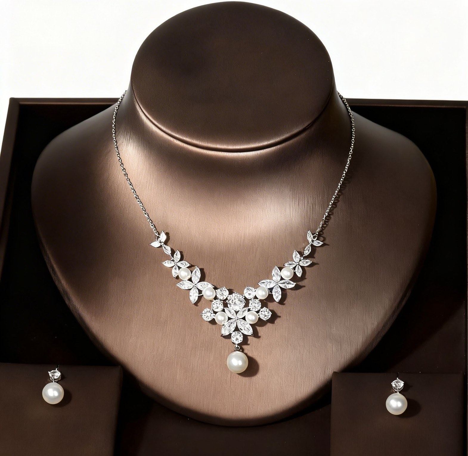Pearl Zirconia Bridal jewellery set  image
