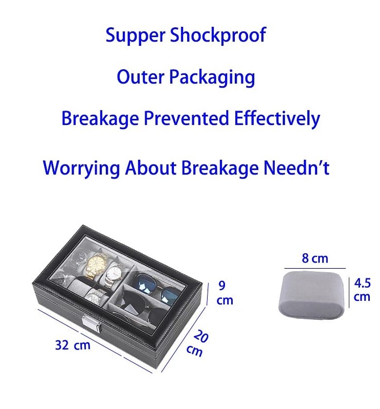 6+3 Slots PU Leather  Watch Sunglass Organizer  Box image