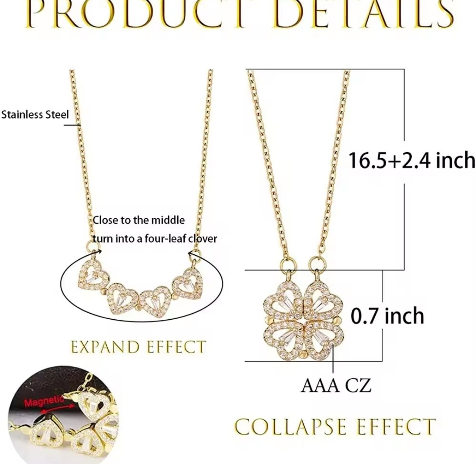 Magnetic Two-Style Zirconia Necklace image