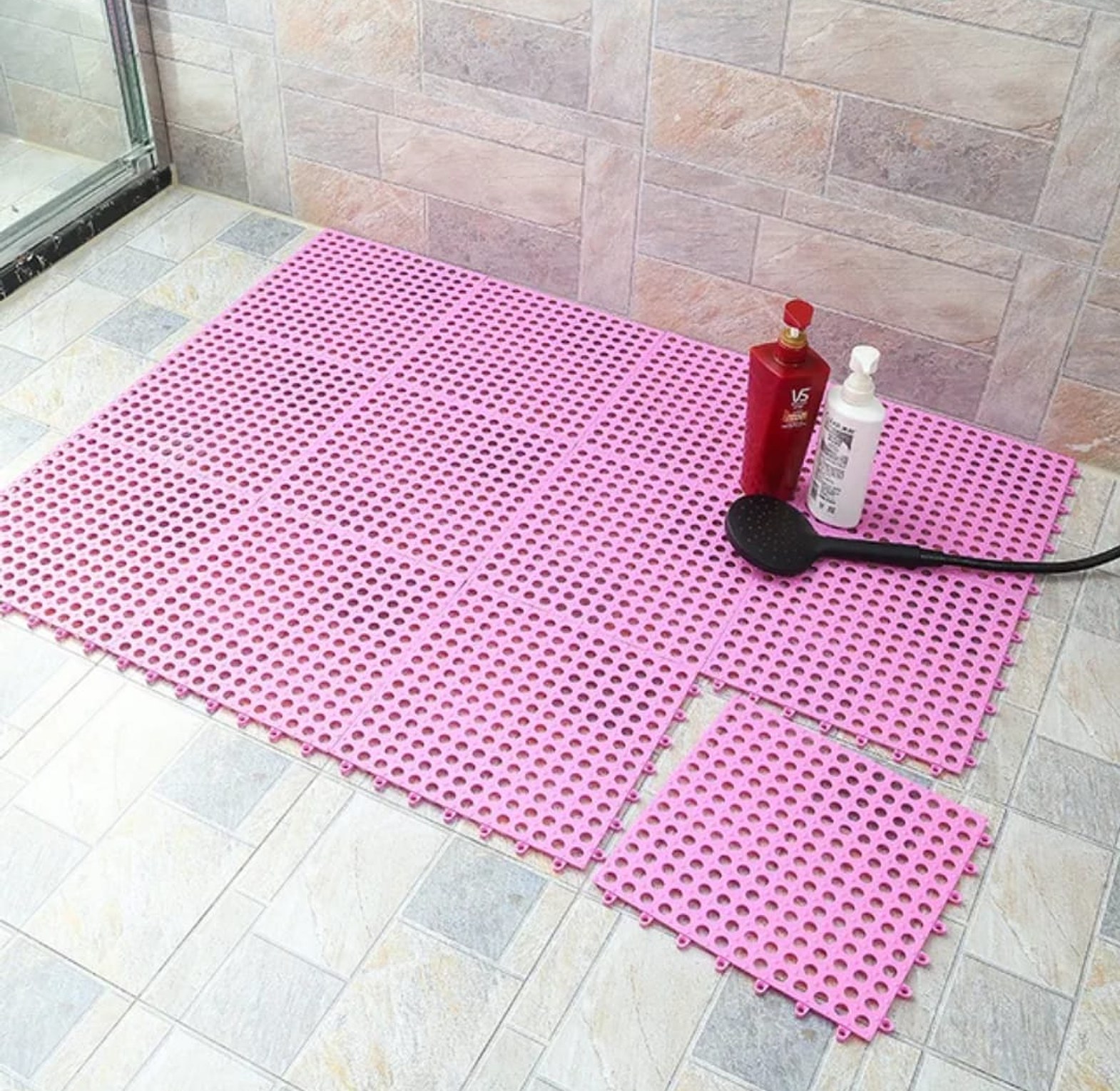 Inter Locking Nonslip Bathroom Floor Mat, Antislip Shower Floor Mat image