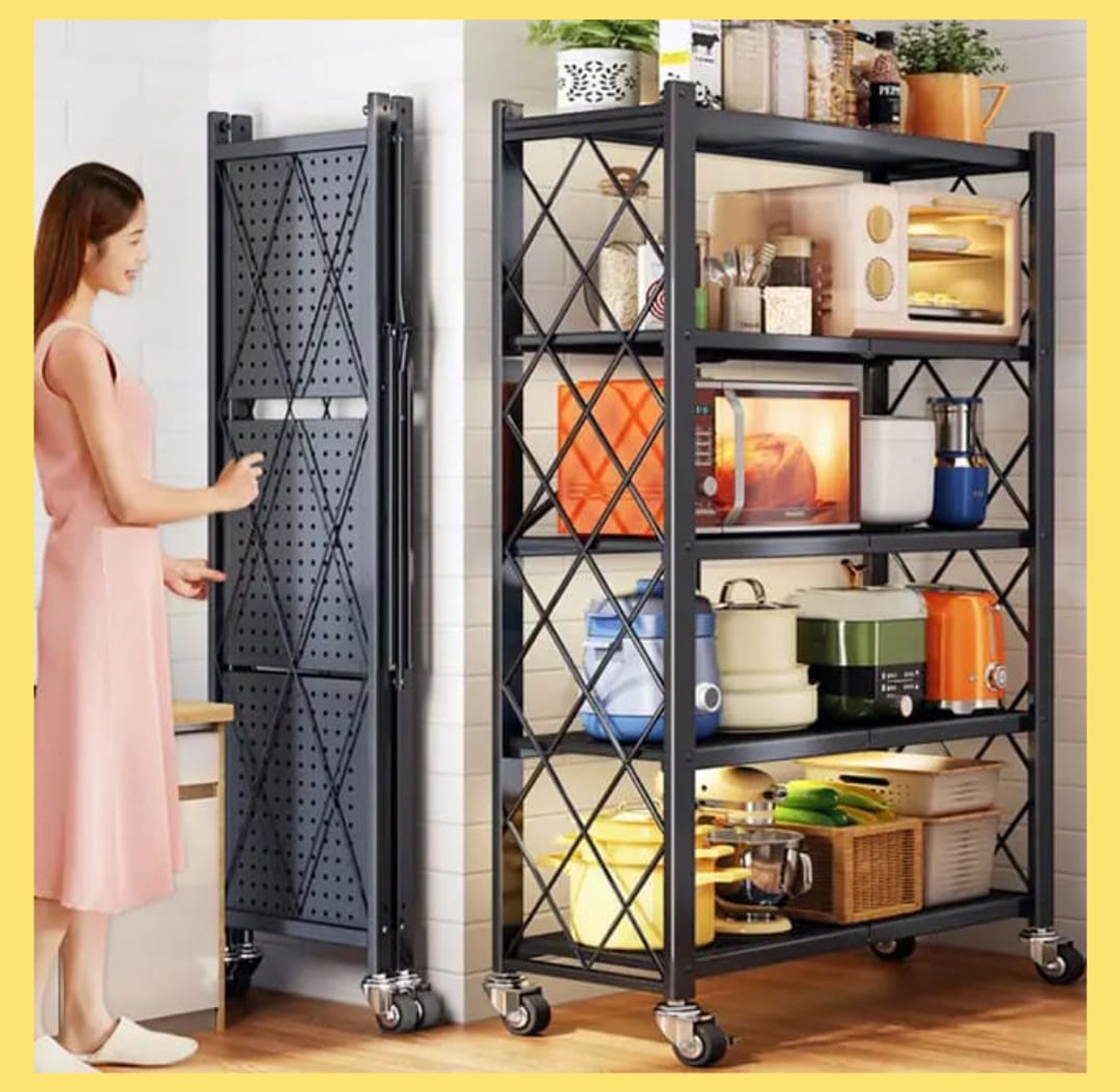 Foldable Rack. Special Offers 5 LAYER FOLDABLE KITCHEN RACK MATERIAL CARBON STEEL CUTE DURABLE image