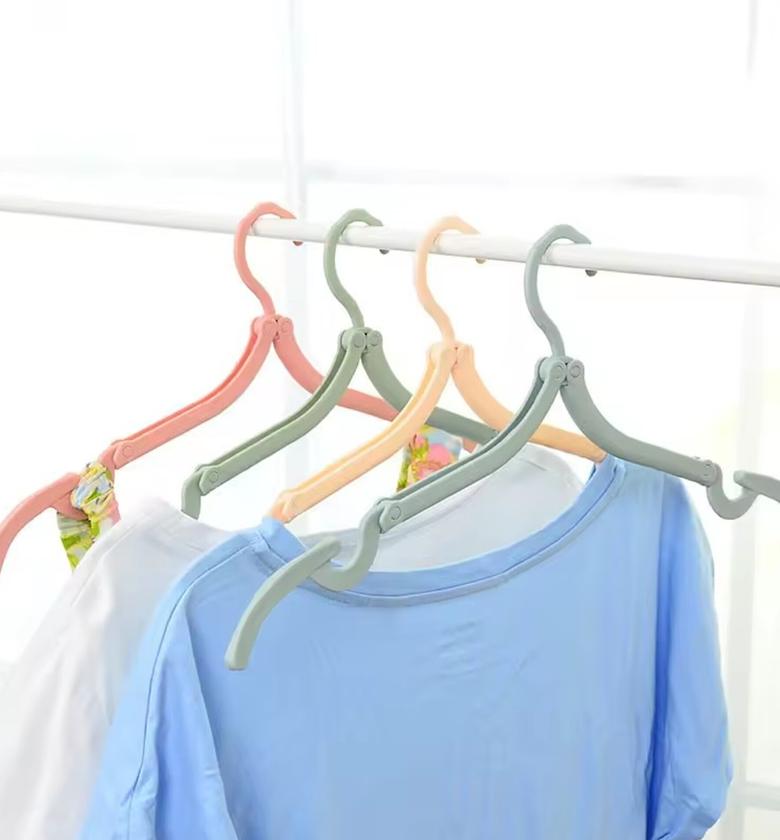 Portable Folding Travel Clothes Hangers Space Saving Non-Slip Wardrobe Organizer Set image