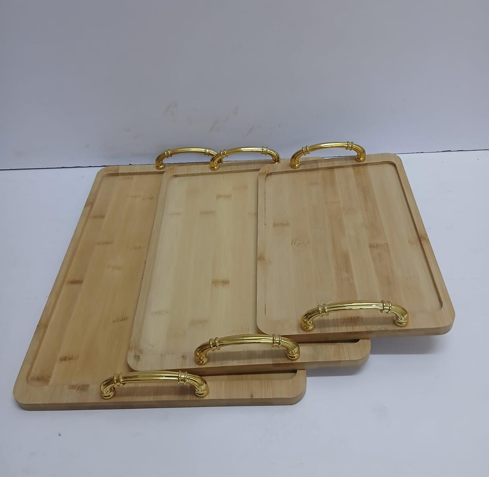 3pcs Multifunctional Bamboo Serving Trays image