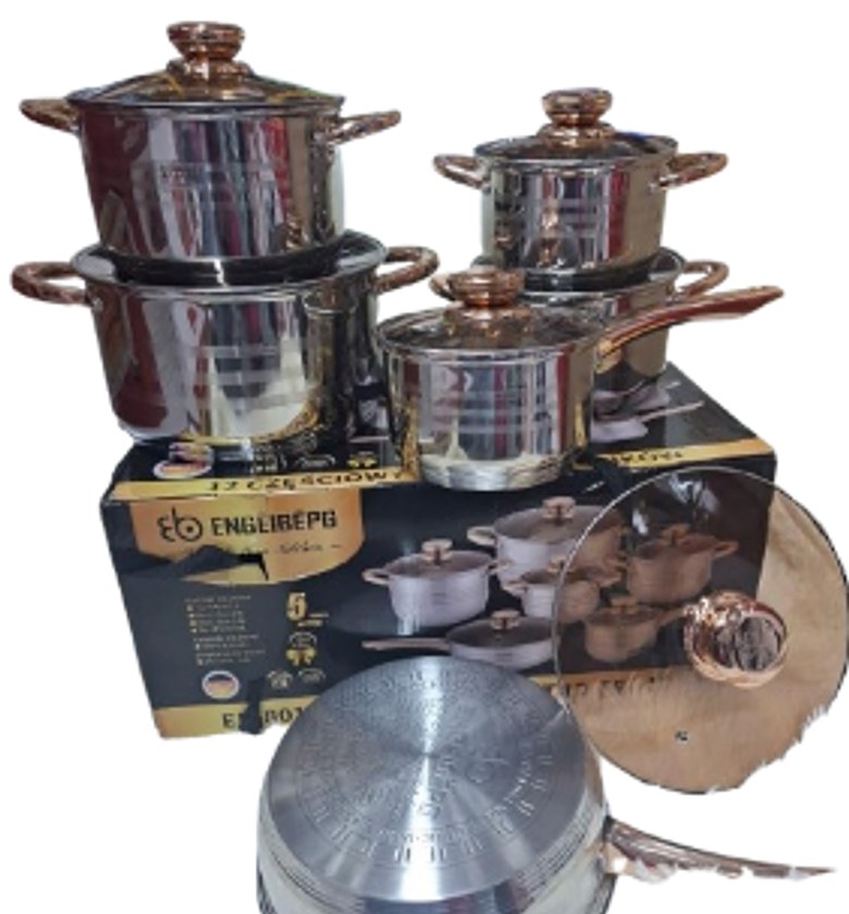 Cookware Set. 12-piece stainless steel cookware set, model E801.  image