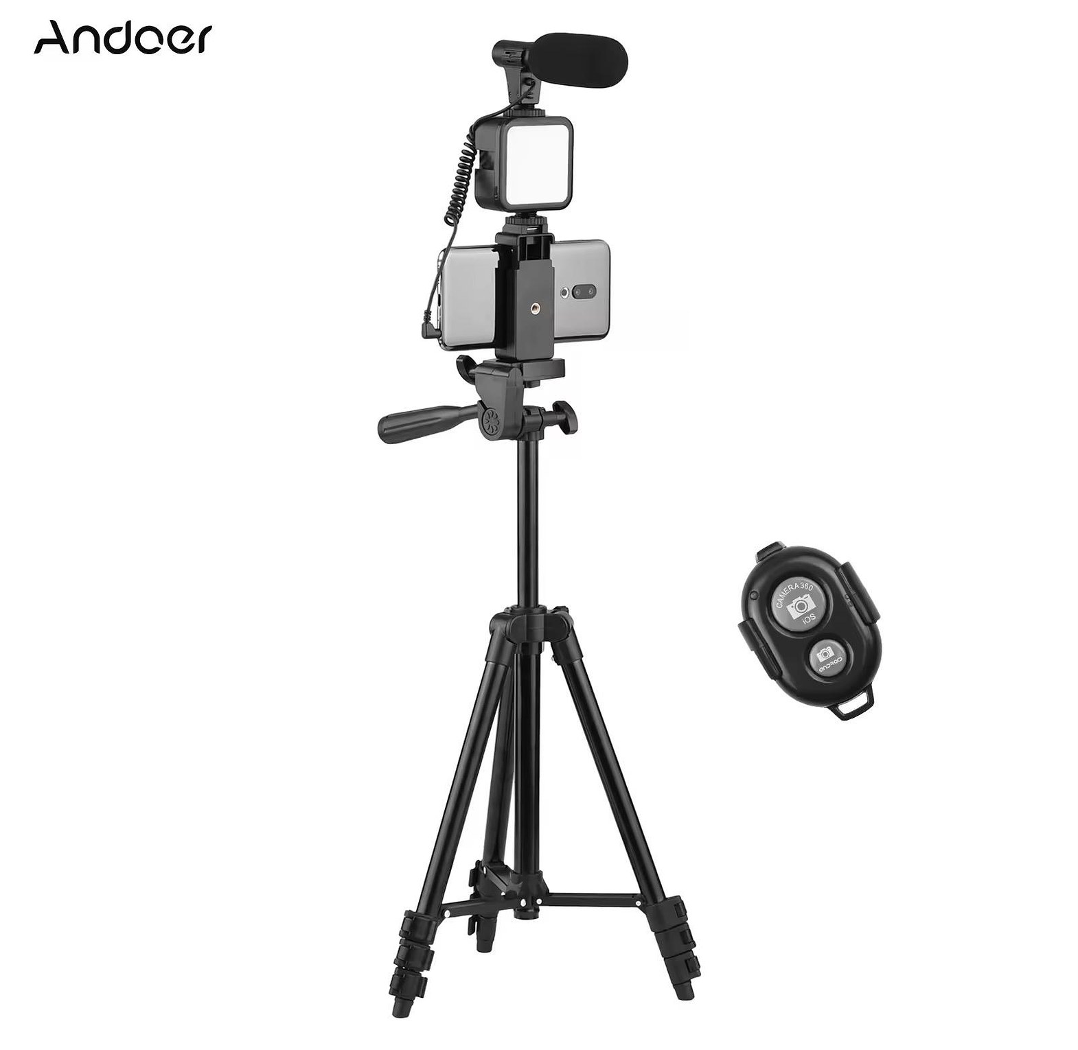 Smartphone Vlogging Kit, Tripod, Mic, Led Light, Remote image