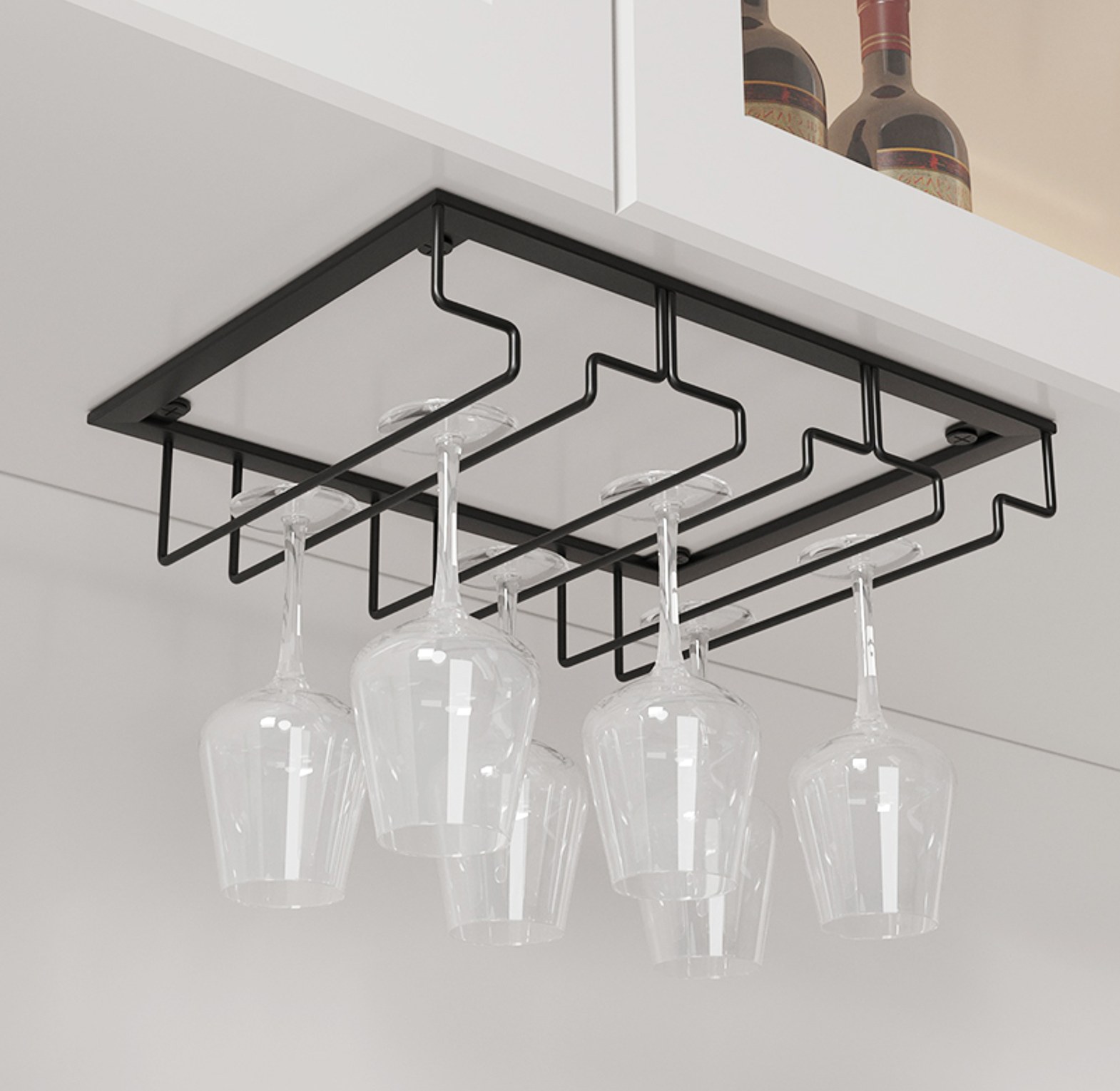 9 Wine Glass Rack, 9 Slots Under Cabinet Stemware Organizer image