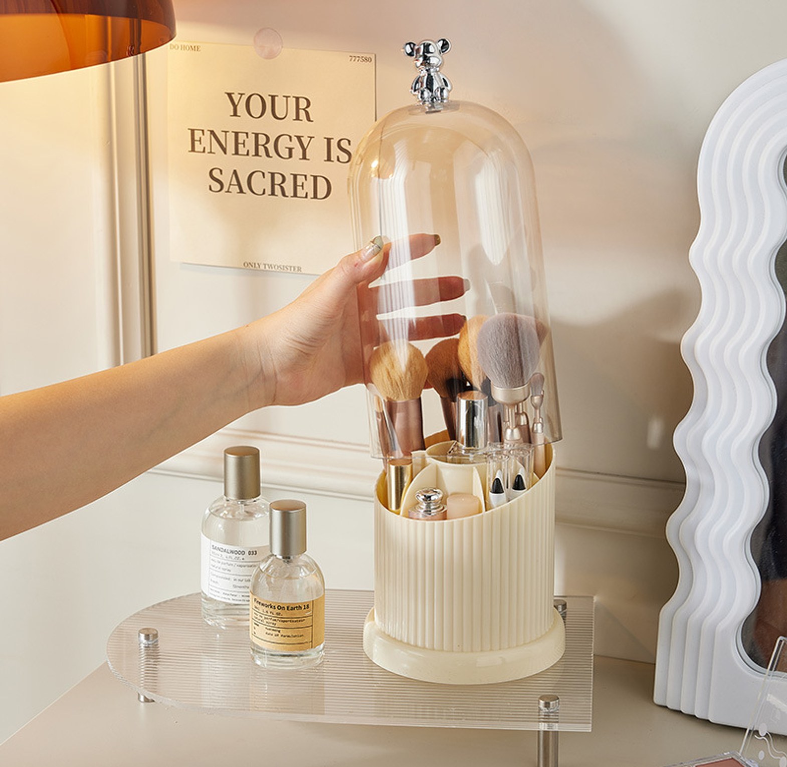 Desktop Makeup Brush Storage Bucket Cup Holder image