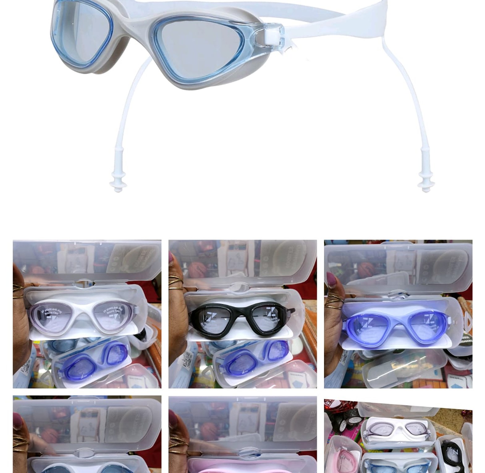 Kids Adults Anti Fog Swim Goggles with Earplugs UV Protection image