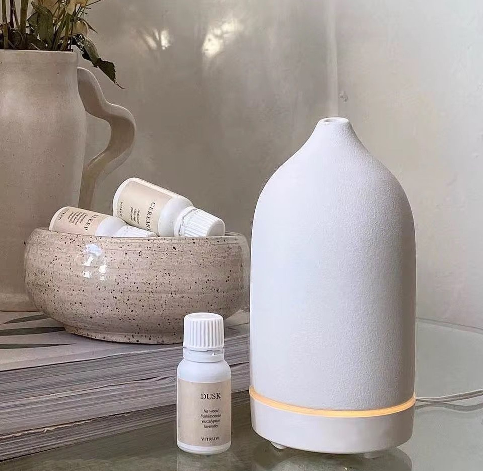 160ml Ceramic Aroma Diffuser – Aromatherapy Home Air Humidifier with Power Cable image