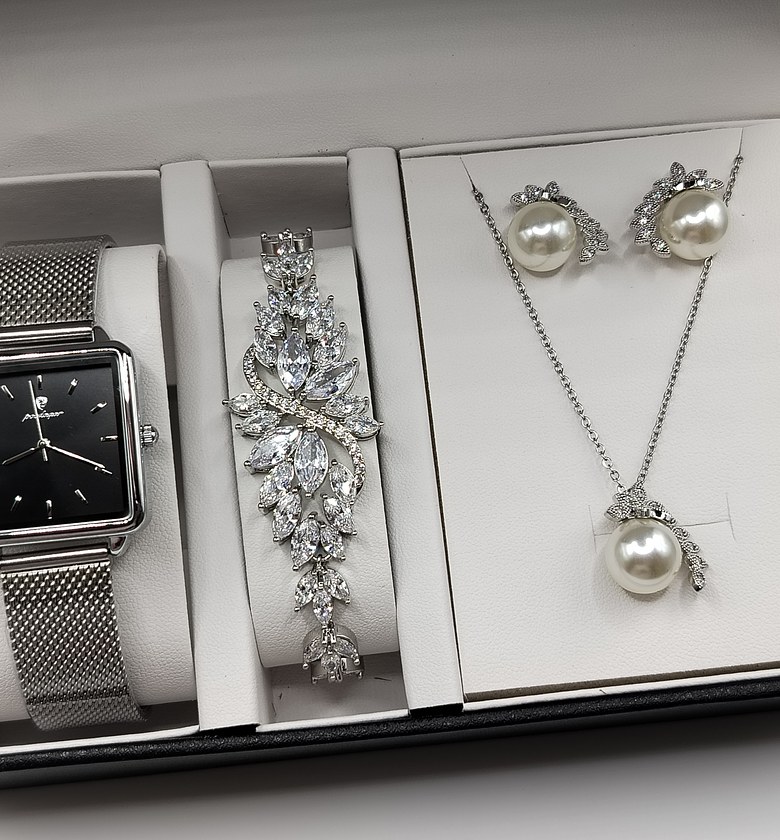Watch & Jewelry Gift Set with poedegar watch, bracelet, necklace and earrings  image