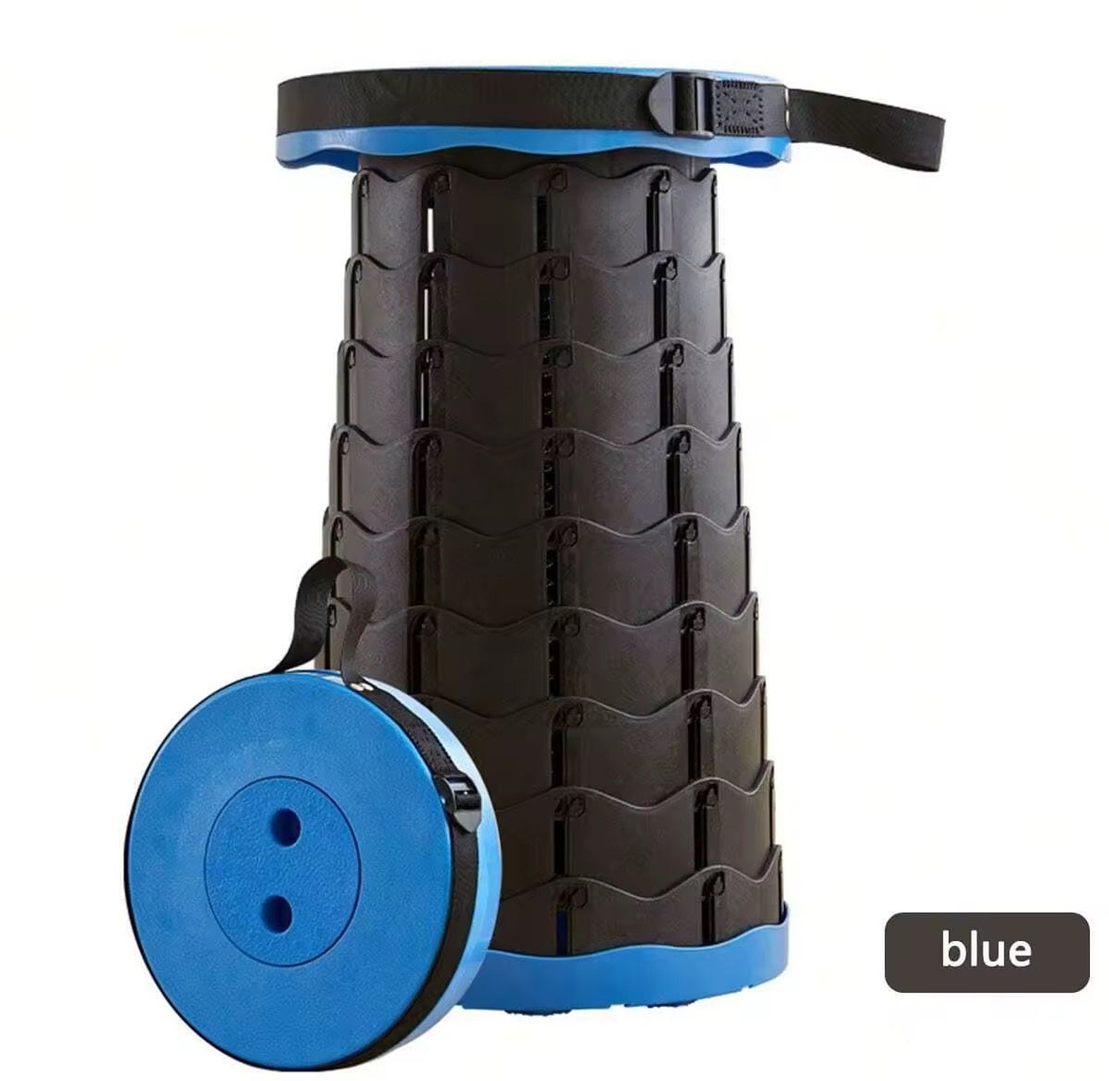 Folding Stool Adjustable Height PP Material Portable Collapsible Compact for Camping Fishing Outdoor Activities image