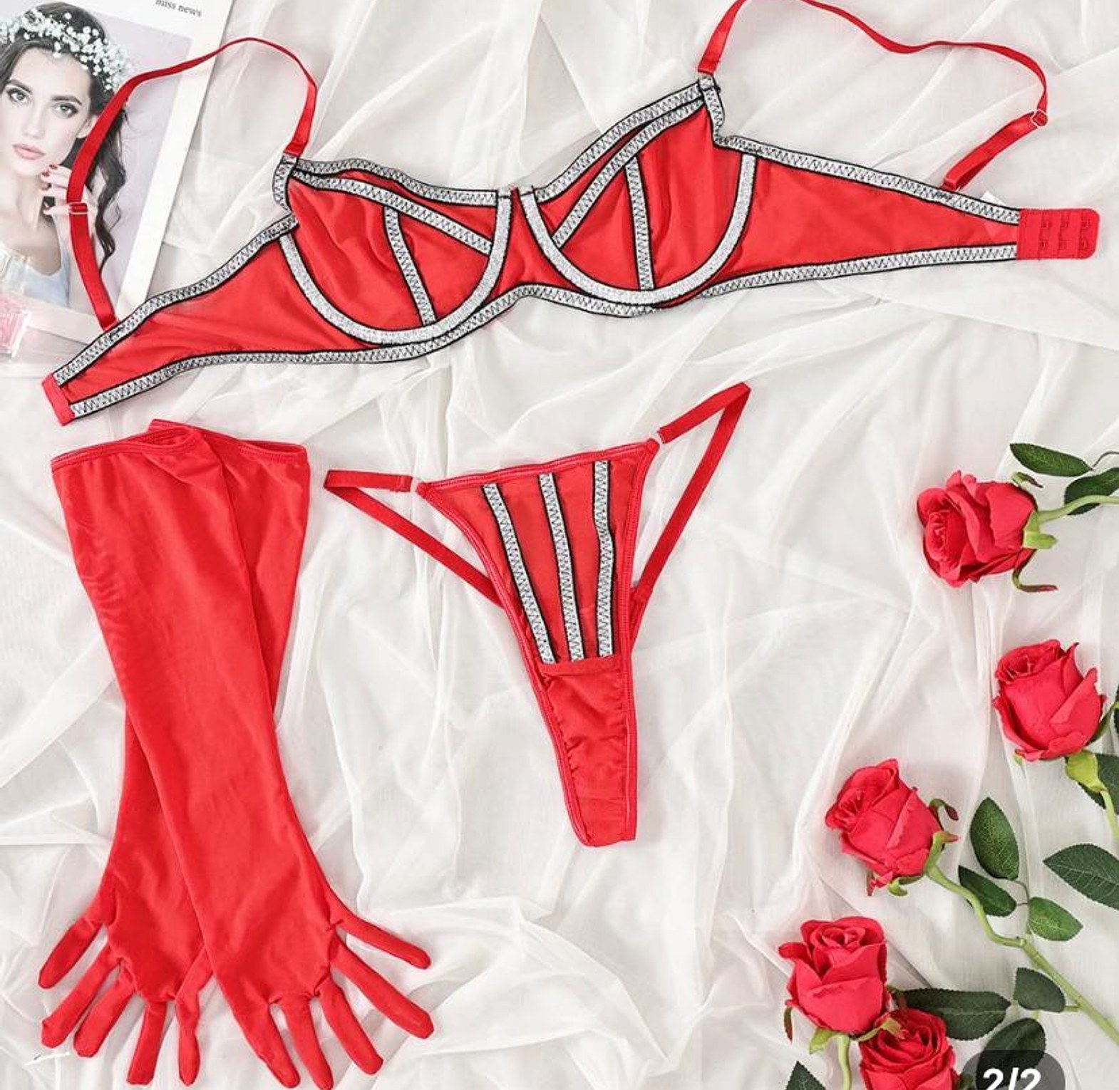 2937-2PC Lingerie + Gloves image