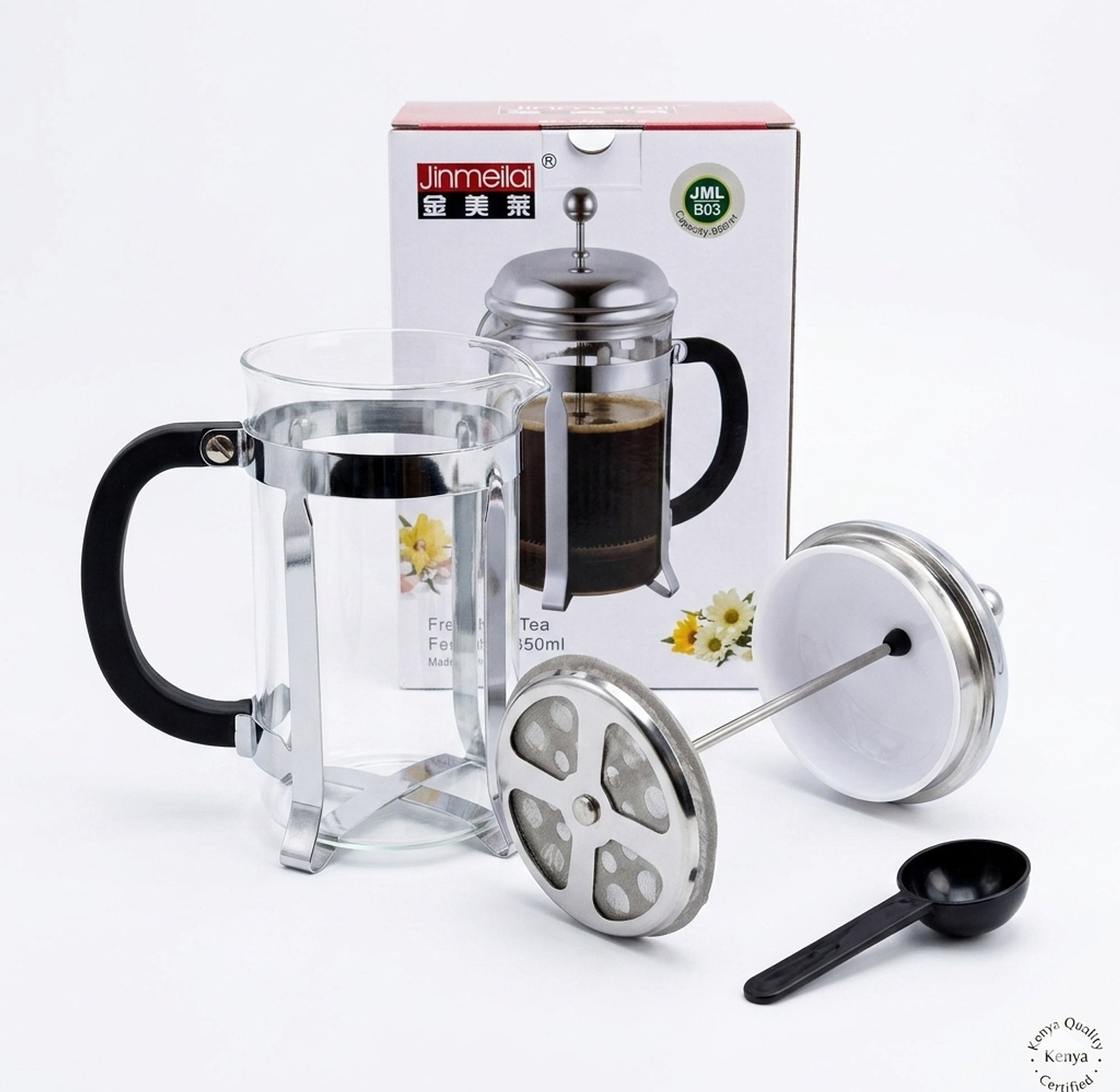 850ml Coffee & Tea French Press Maker - Stainless Steel Glass Plunger & Manual Brewer image