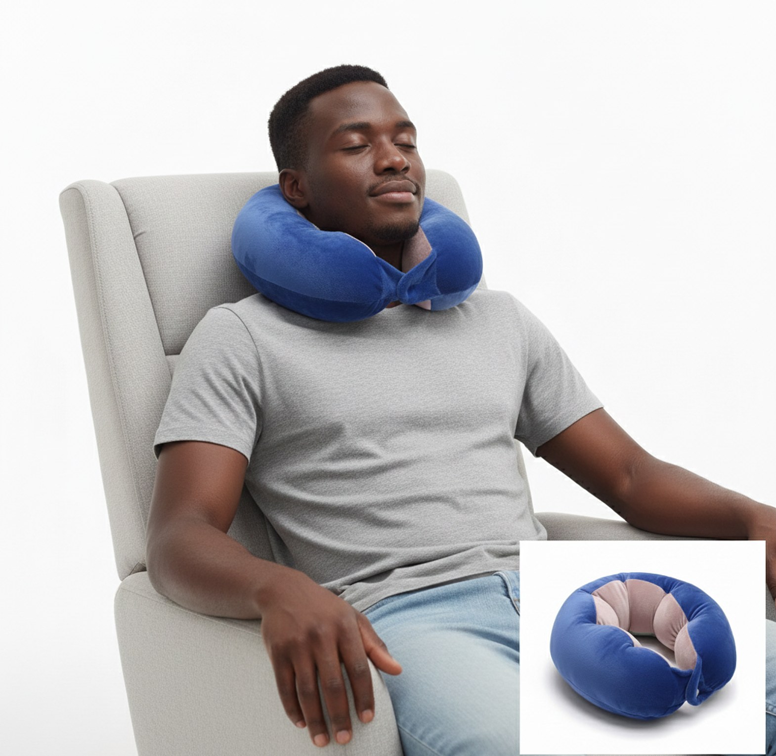 Memory Foam Travel Neck Pillow for Airplane, Bus and Car image