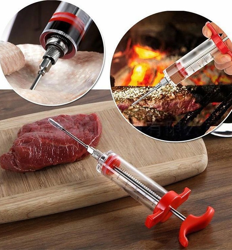 Chef Grade Meat Injector Syringe Marinade Flavor Pump with Stainless Steel Needle for Juicy Chicken & Choma image