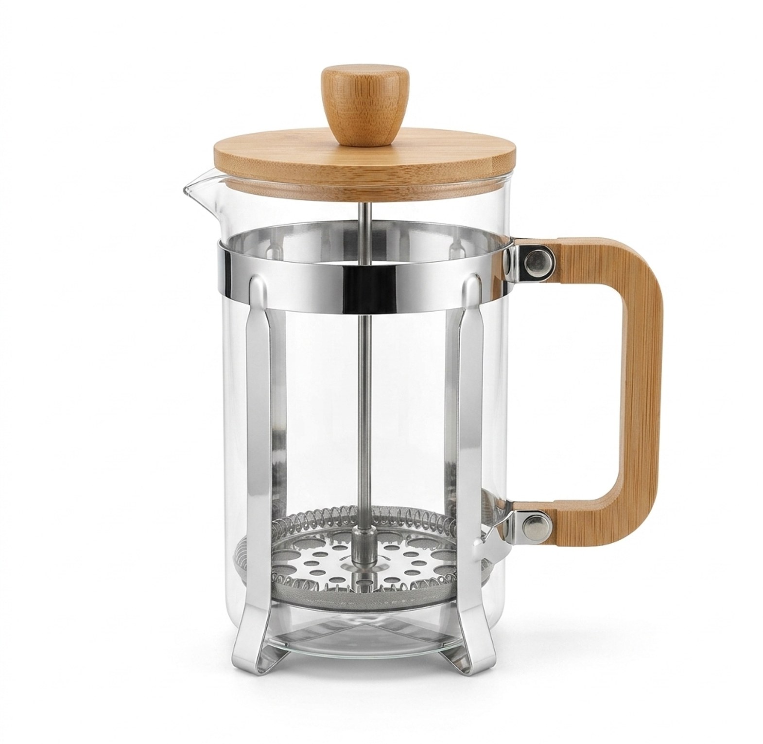 800ml Bamboo French Press Coffee & Tea Maker - Heat Resistant Borosilicate Glass Plunger with Eco-Friendly Wood Finish image