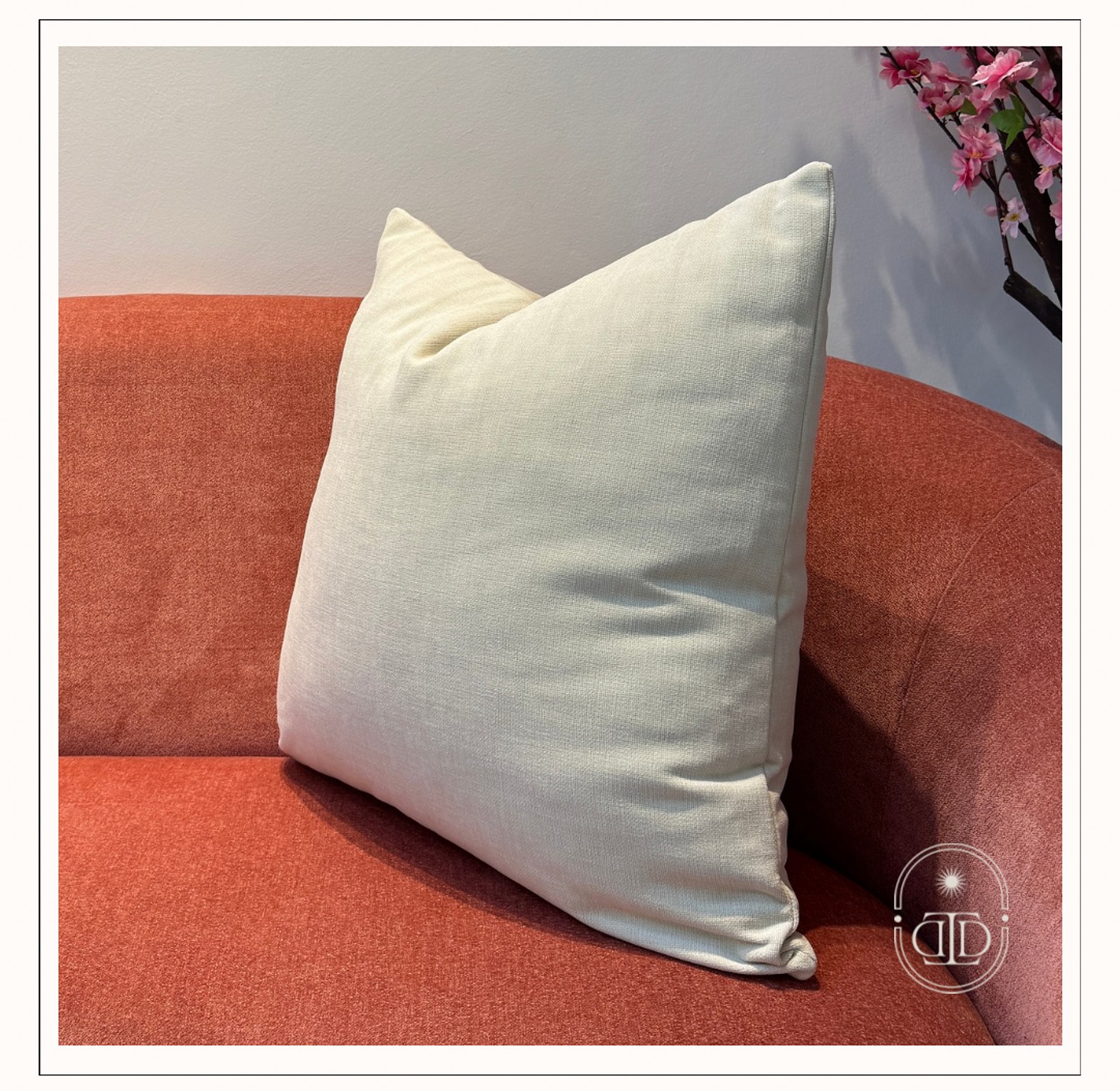 Cream cushion cover. image