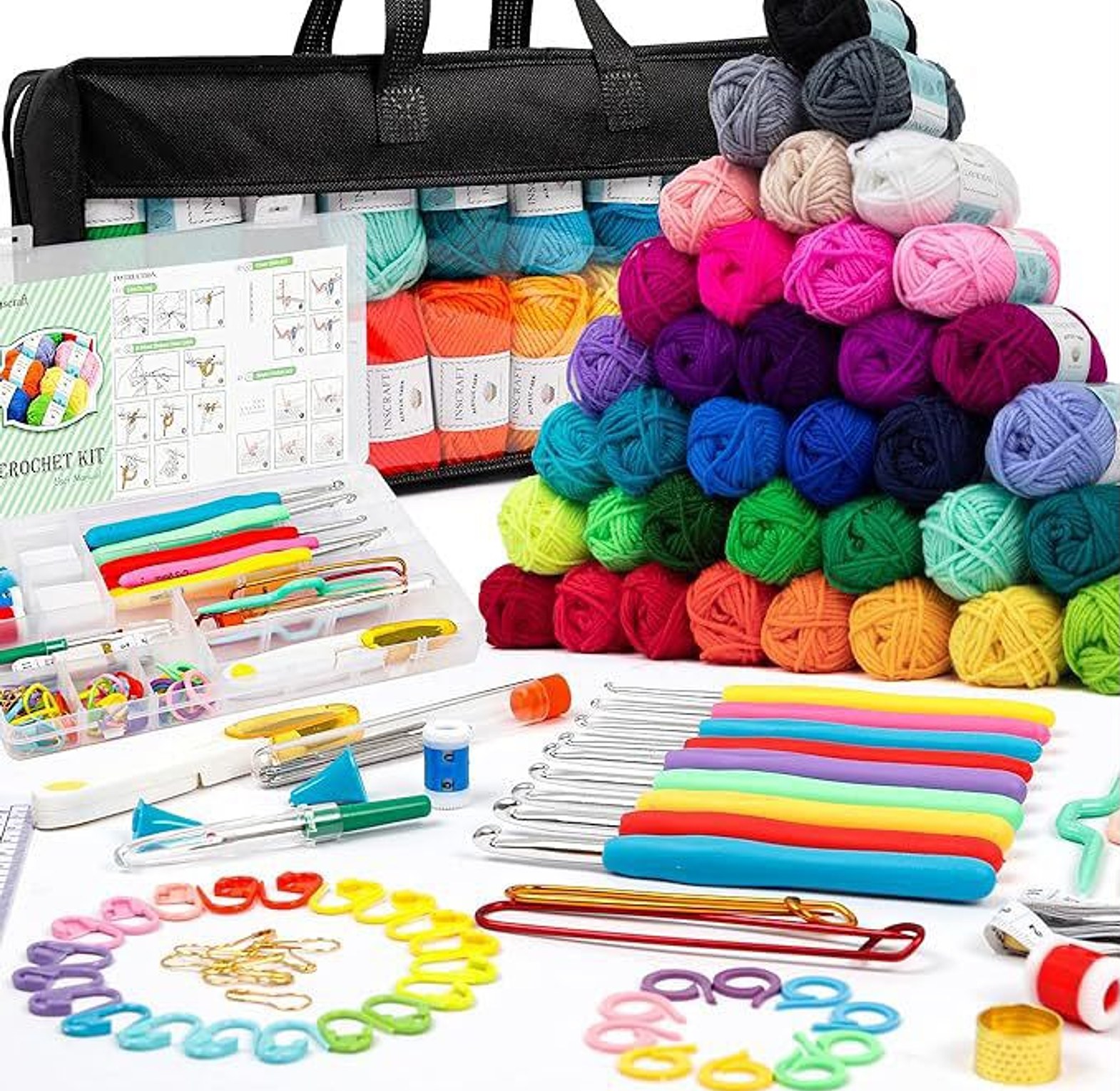 113pcs Complete Crochet Kit with 40 Yarn Set & 73 image