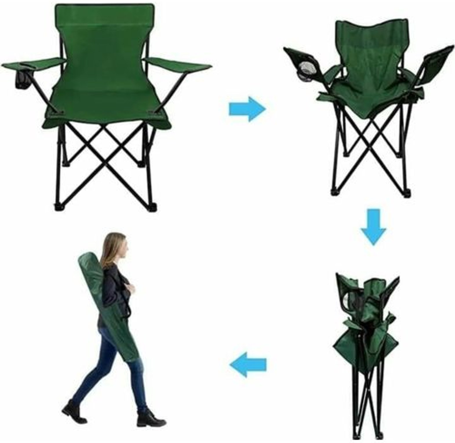 Foldable camping outdoor chair with free carrier bag image