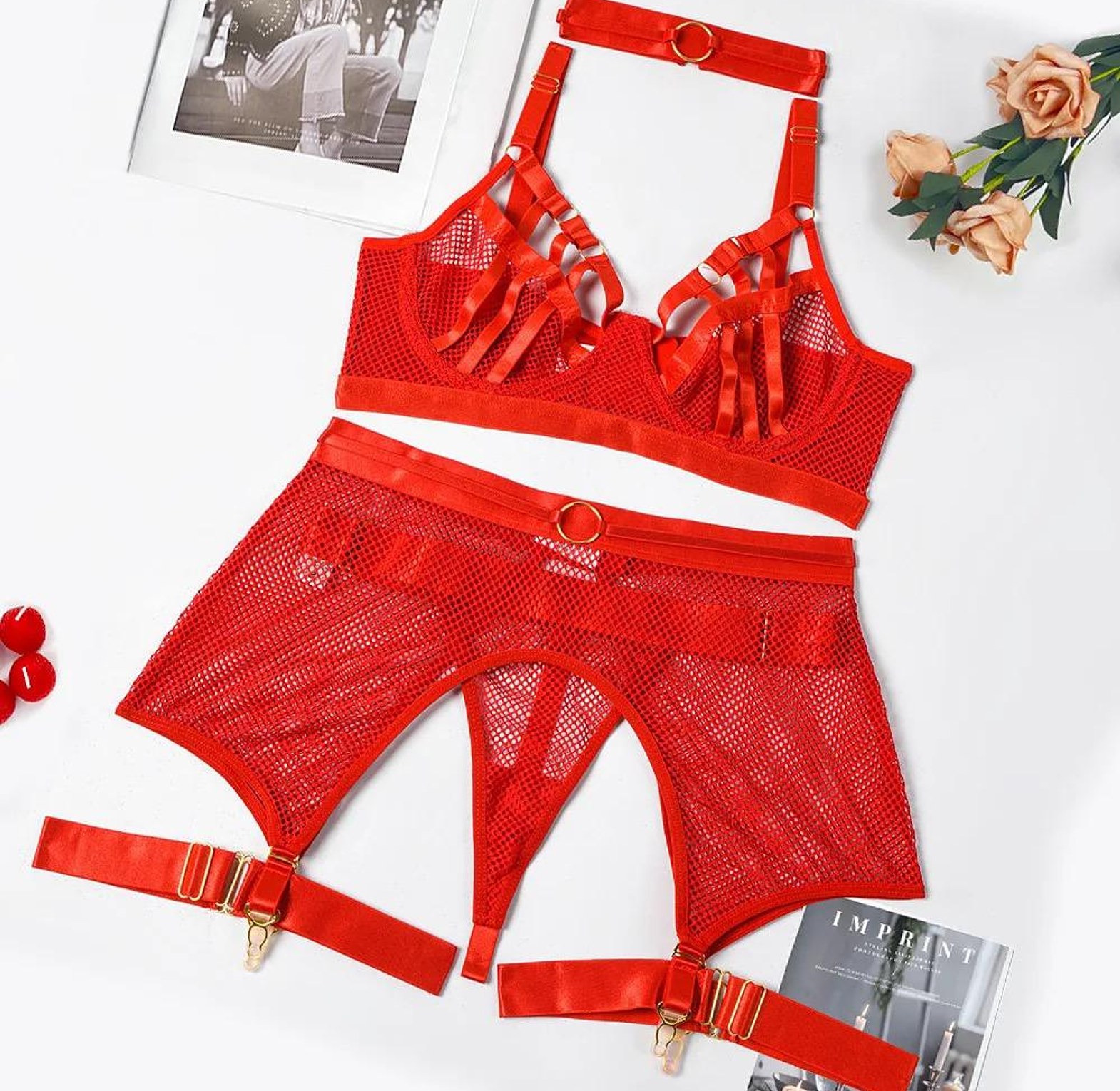 3PC Garter Lingerie Mesh image