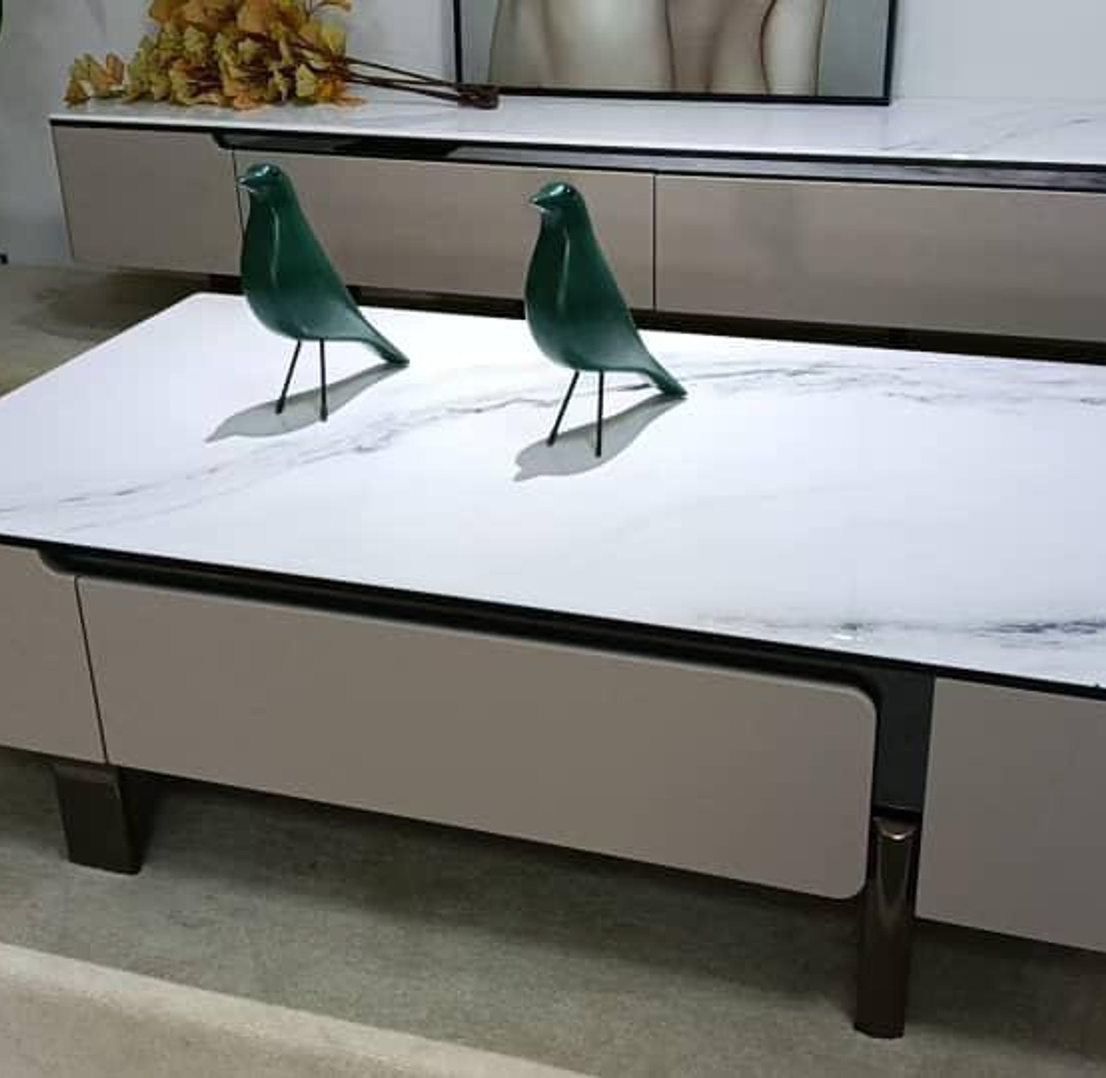 Marble-Top Coffee Table with Drawers – Design B image