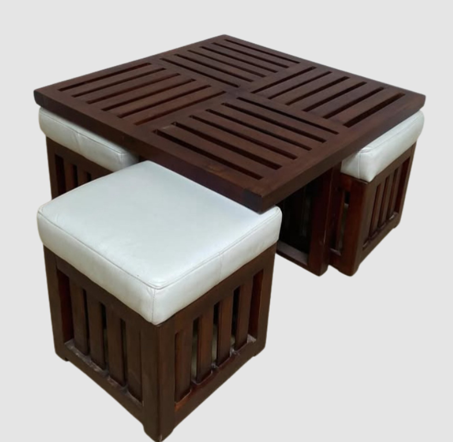 Nesting Coffee Table with Four Ottomans image