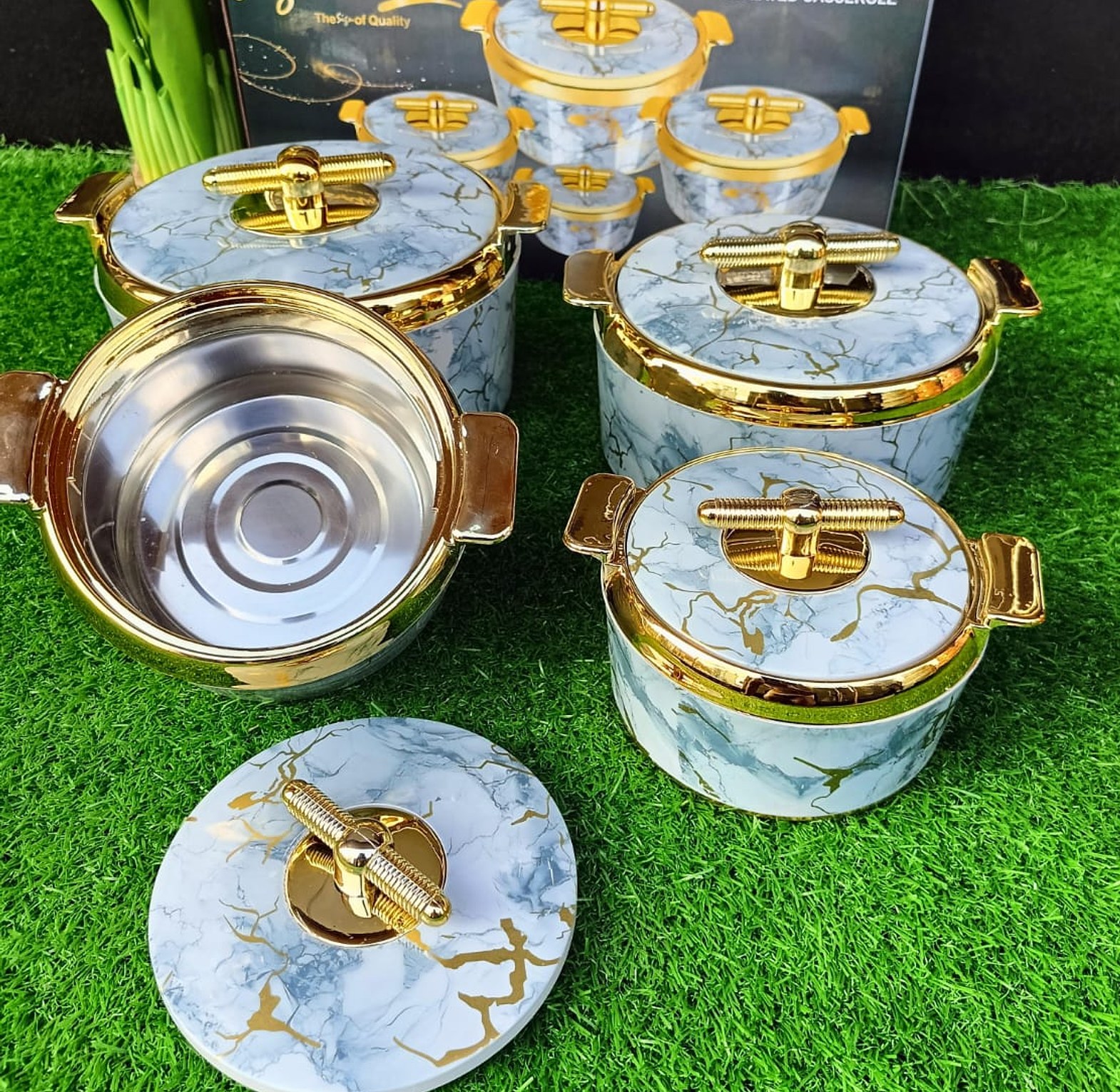Signature Hot Pot Set – 4-Piece Pearl Platina Insulated Food Warmer image