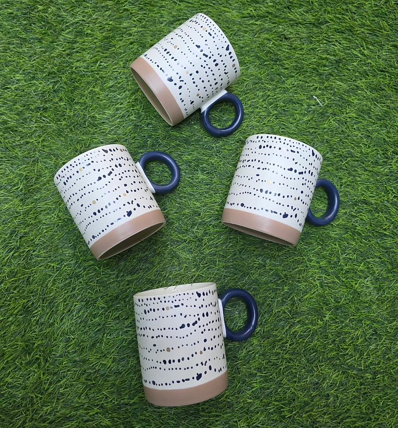 Nordic Hand-Printed Porcelain Mug – 400ml Retro Luxury Coffee Cup image