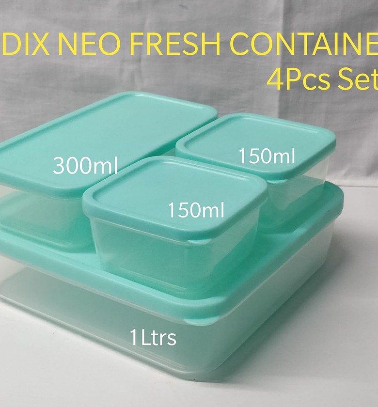 Adix Neo Fresh Food Storage Containers 4Pcs Set Airtight Kitchen Organizer for Meal Prep & Fridge Storage image