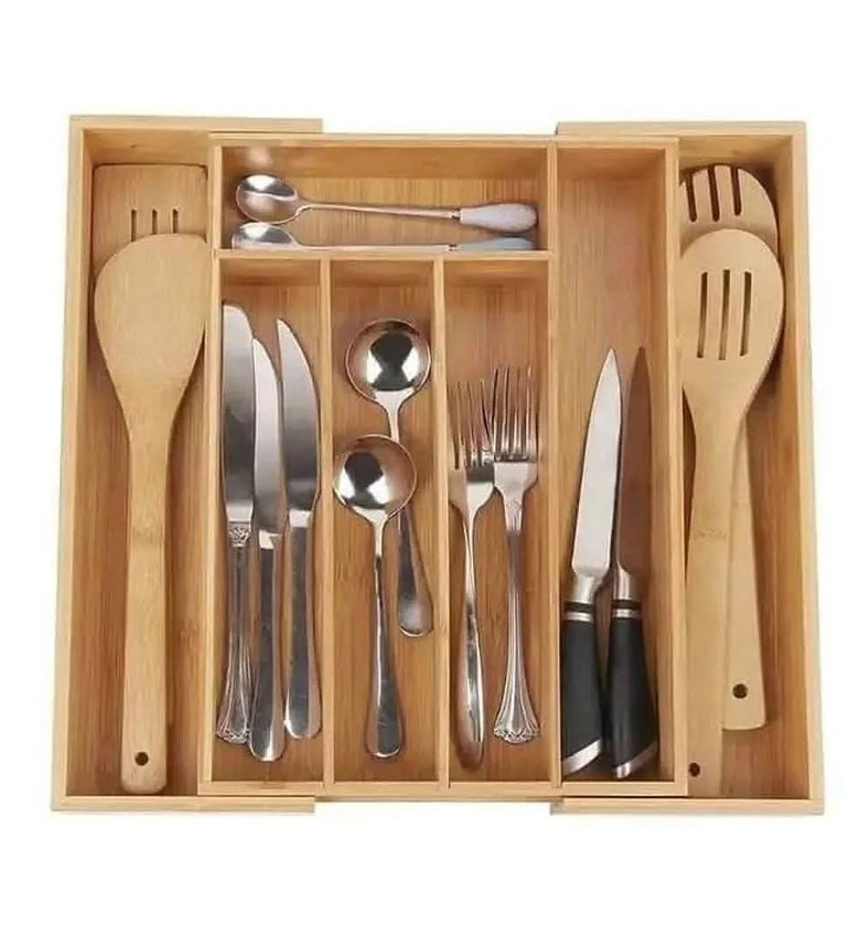 Multifunctional bamboo drawer organizer image